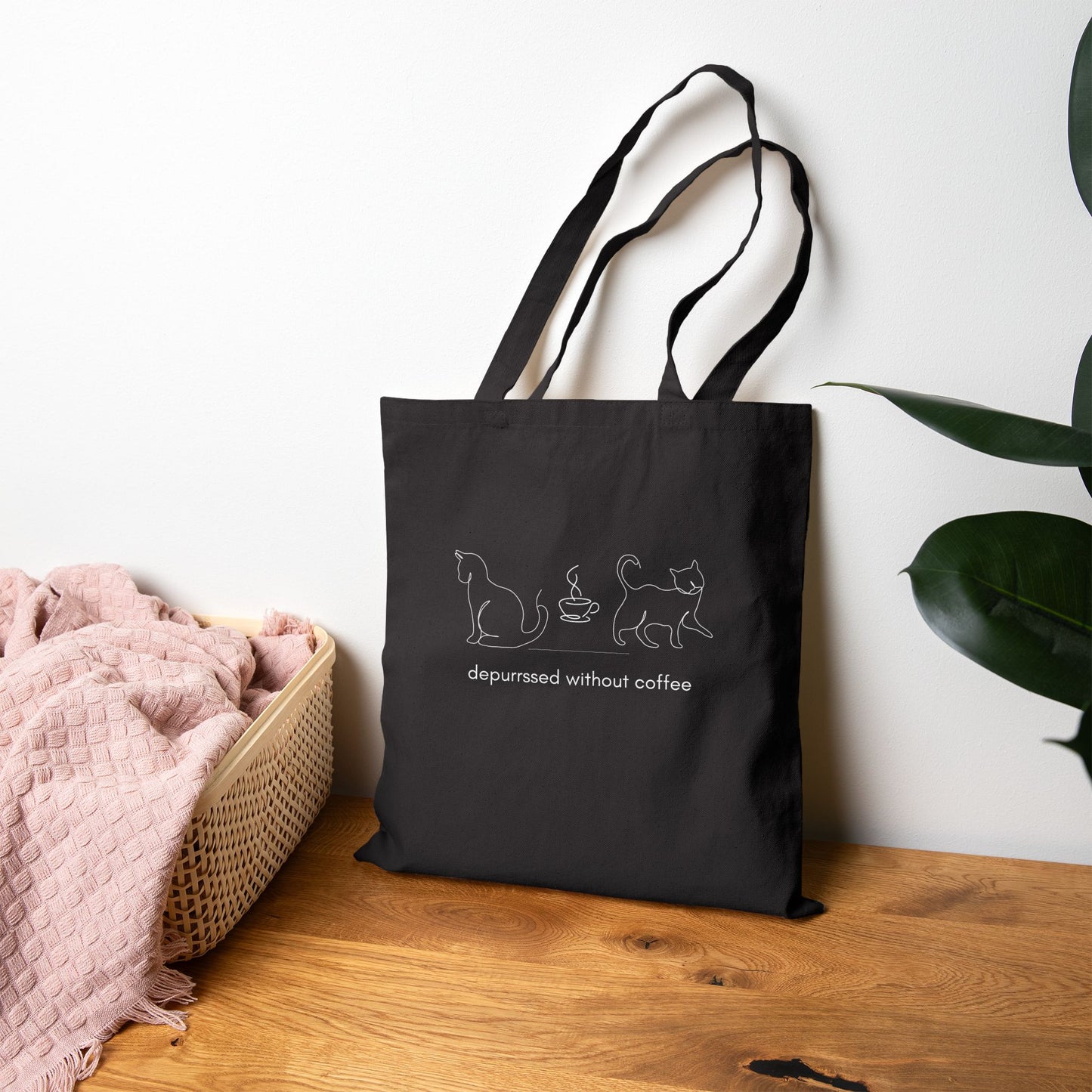 Depurrssed Without Coffee Canvas Tote Bag — Minimalist Coffee Lover Tote