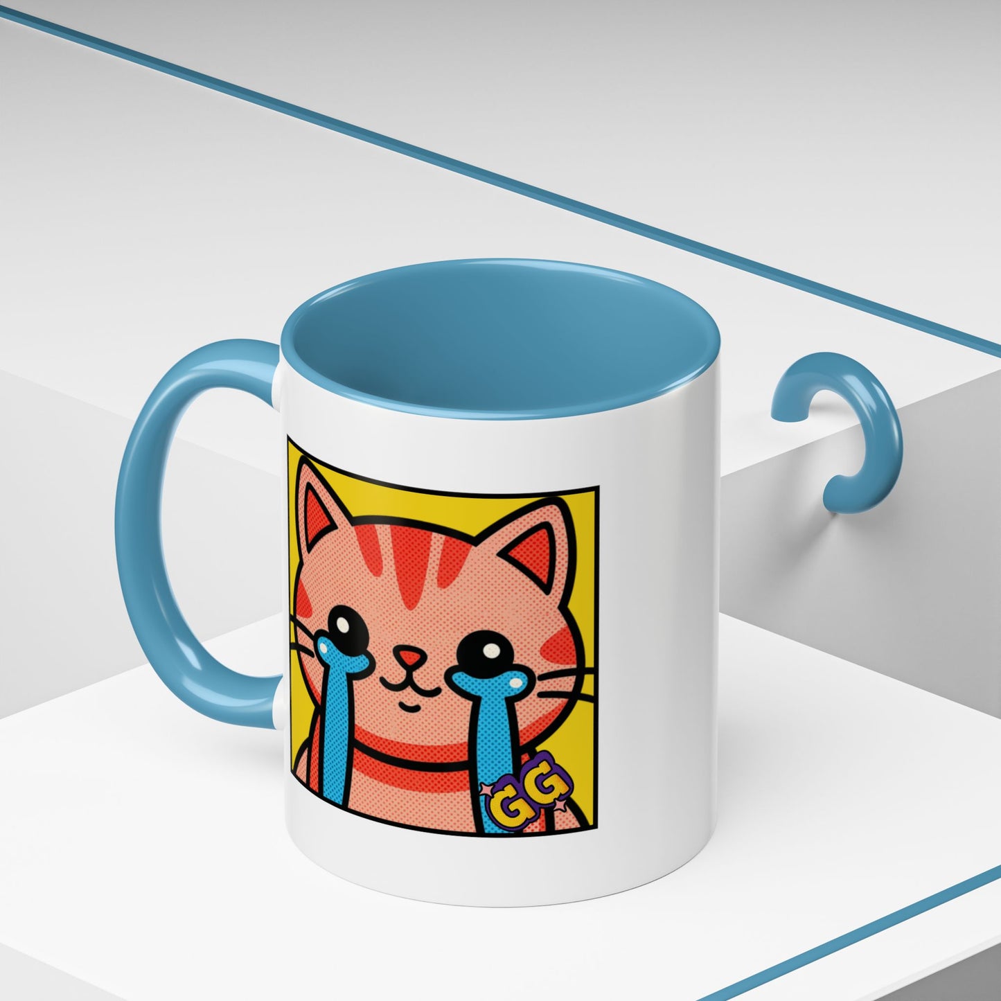 Good Game Tears of Joy - Cute Crying Cat Accent Coffee Mug (11/15oz) – Kawaii Pop Art Cat Emote GG