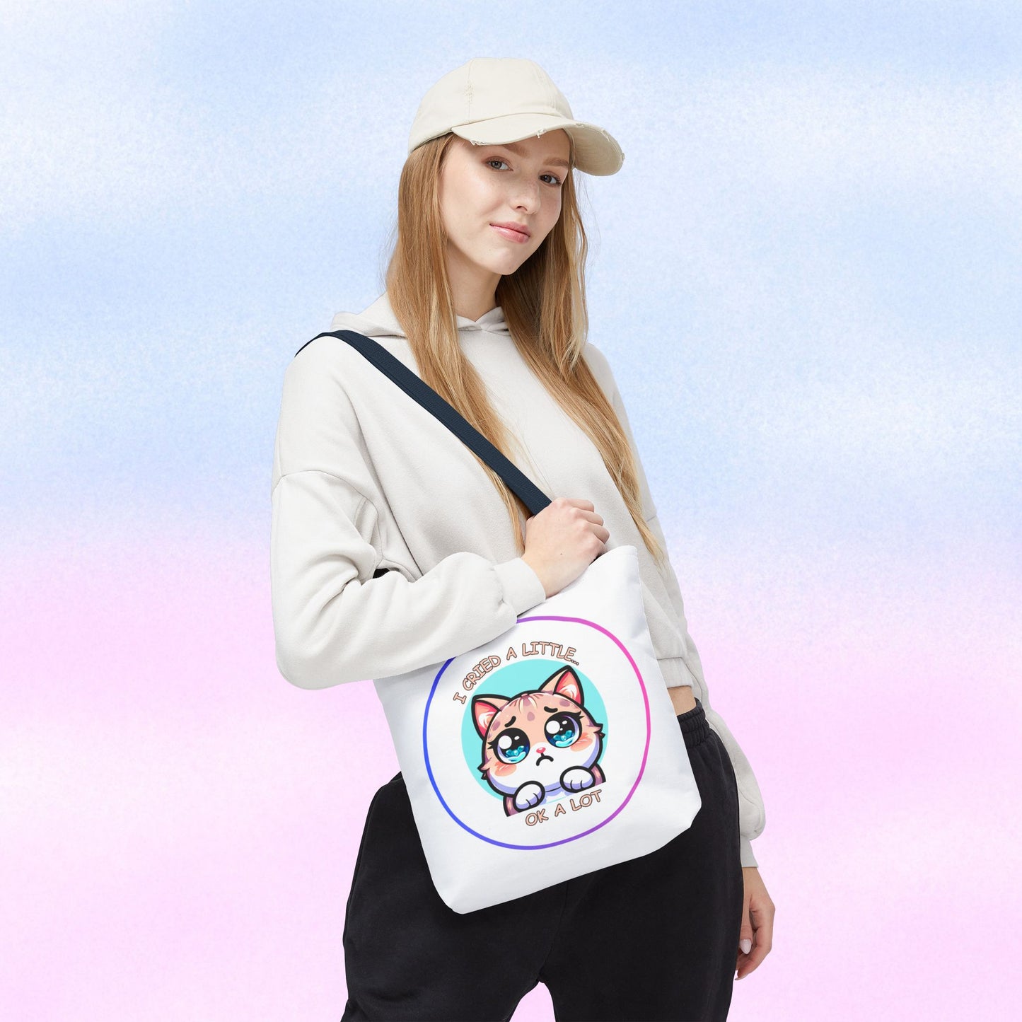 I Cried a Little.... Ok a lot - Tote Bag | Cute Kawaii Cat Illustration