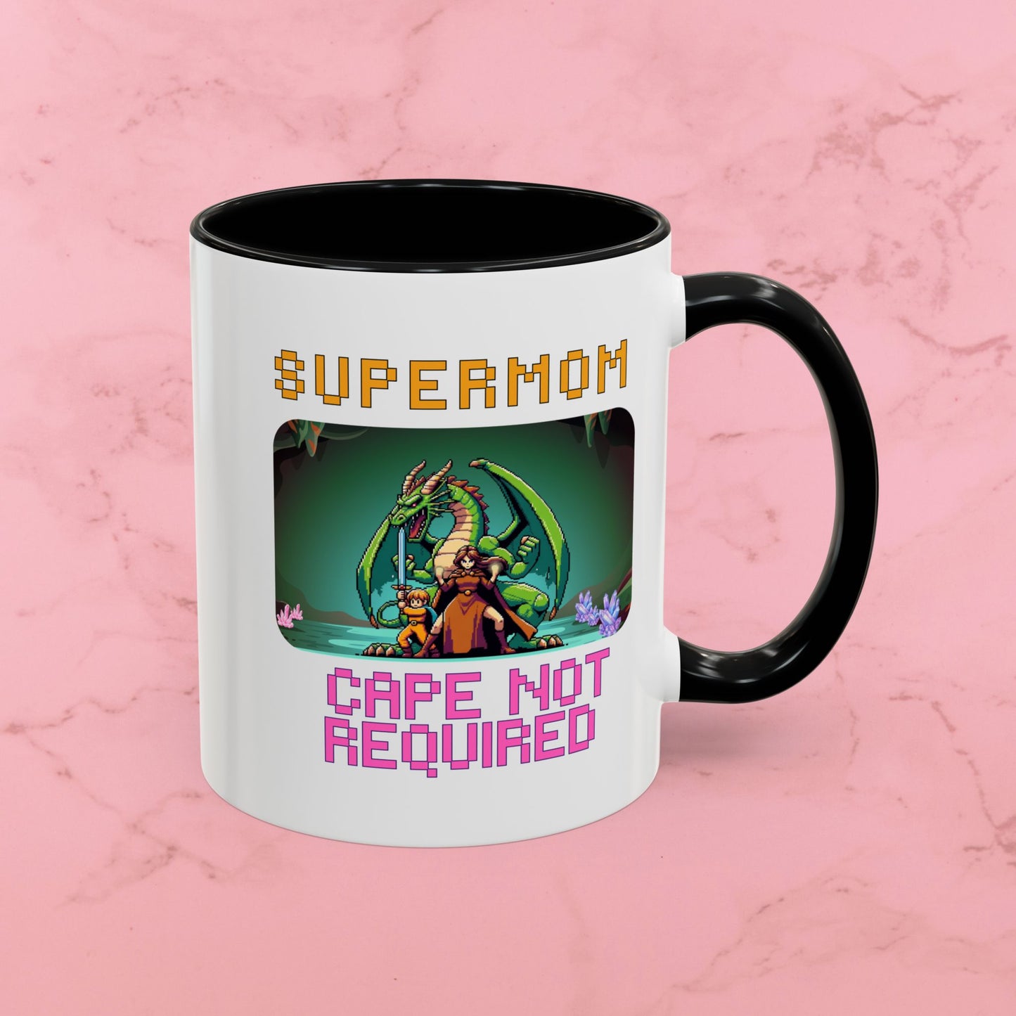 Dungeon Crawling Coffee Mug — "Supermom: Cape Not Required" Accent Mug (11/15oz)