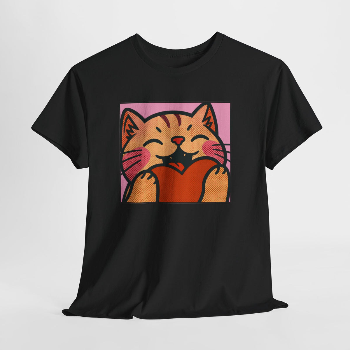 Cute Cat Holding Heart T‑Shirt — Cute Kitty Love Graphic Tee