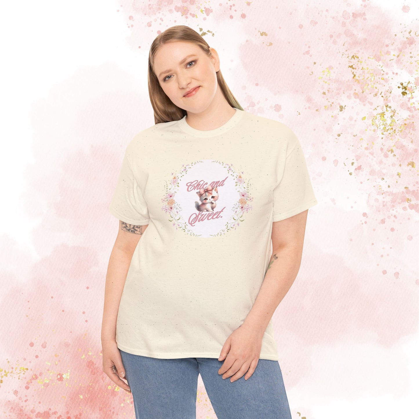 Chic & Sweet - Blushing Kitten Valentine Tee, V-Day, Cat Lovers Gift, Everyday Wear