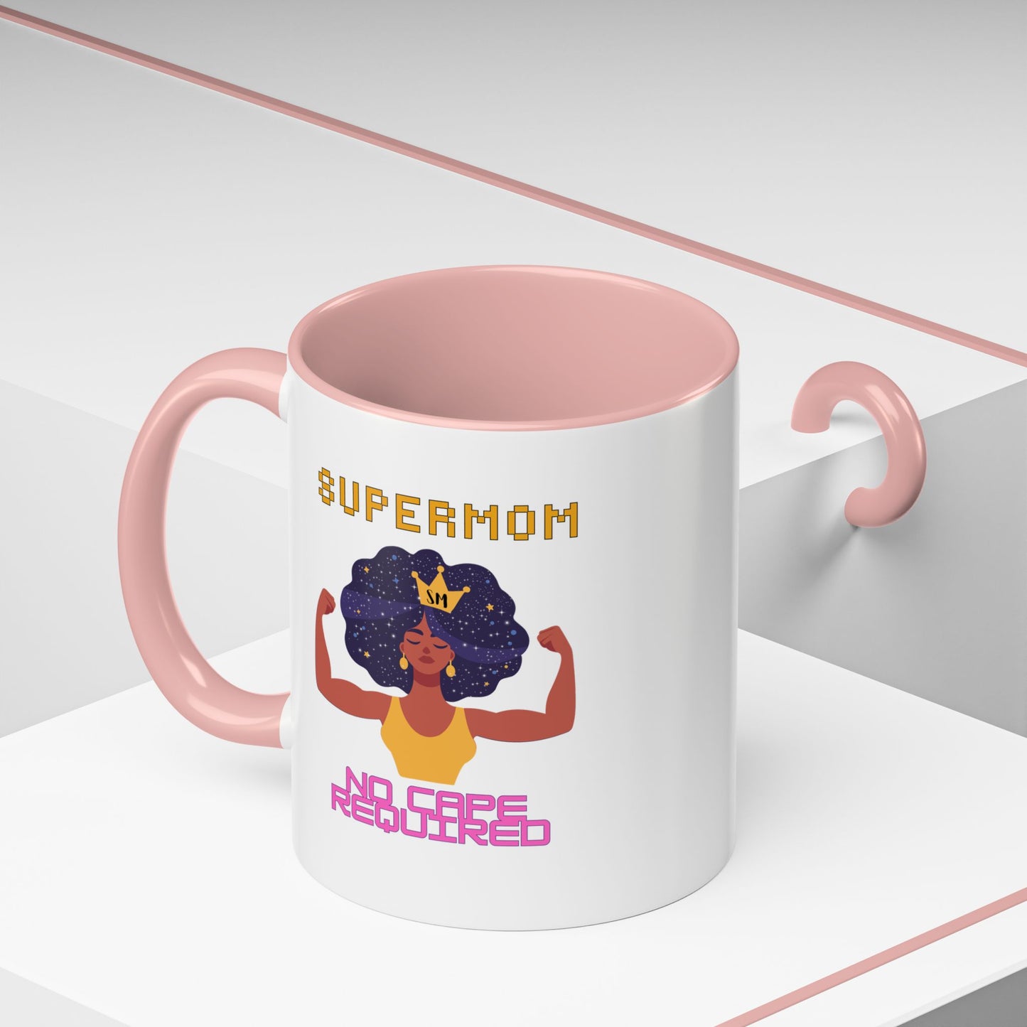Accent Coffee Mug — "Supermom: No Cape Required" Empowerment Coffee Mug