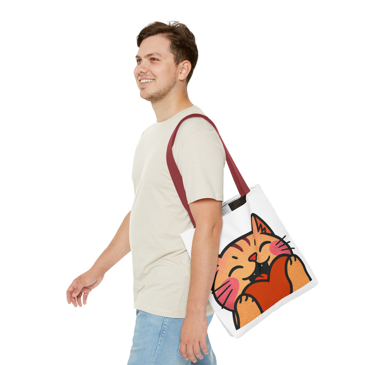 Heart, Hug, Happiness, Love Tote Bag – Happy Cat Twitch Emote