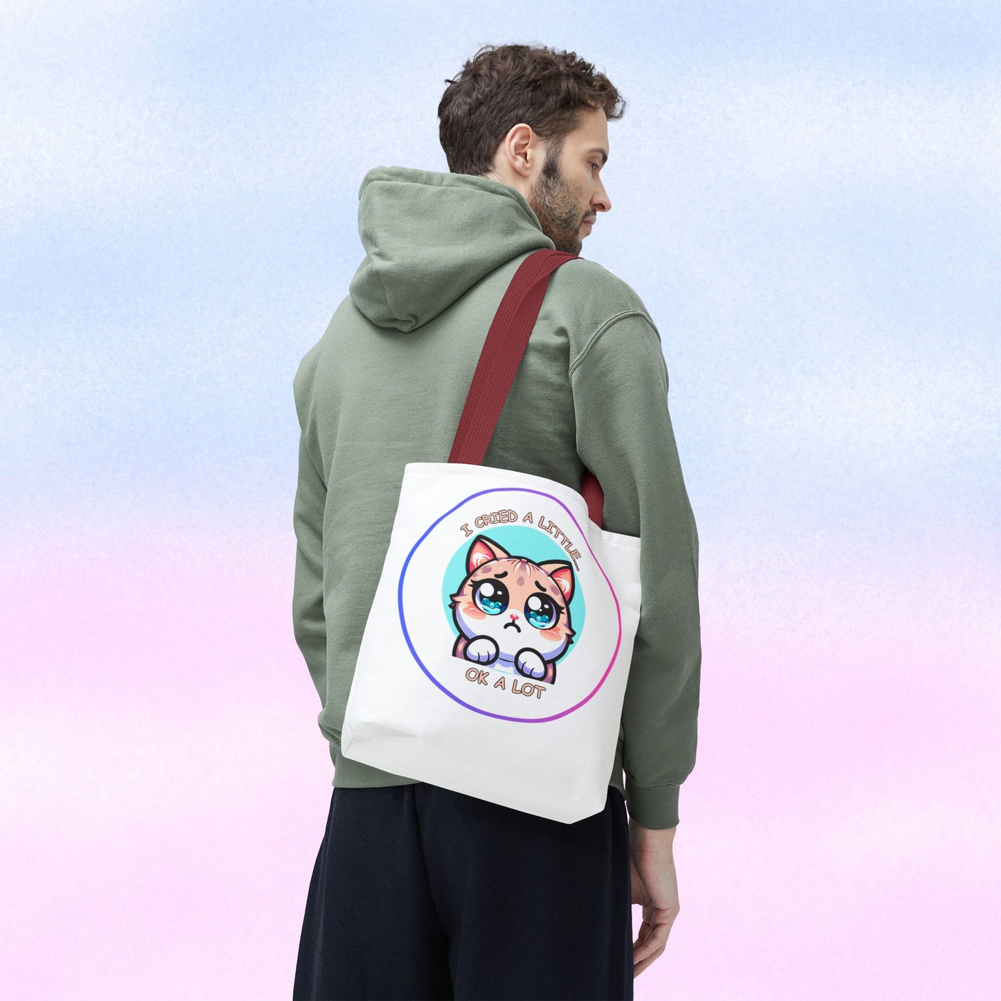 I Cried a Little.... Ok a lot - Tote Bag | Cute Kawaii Cat Illustration