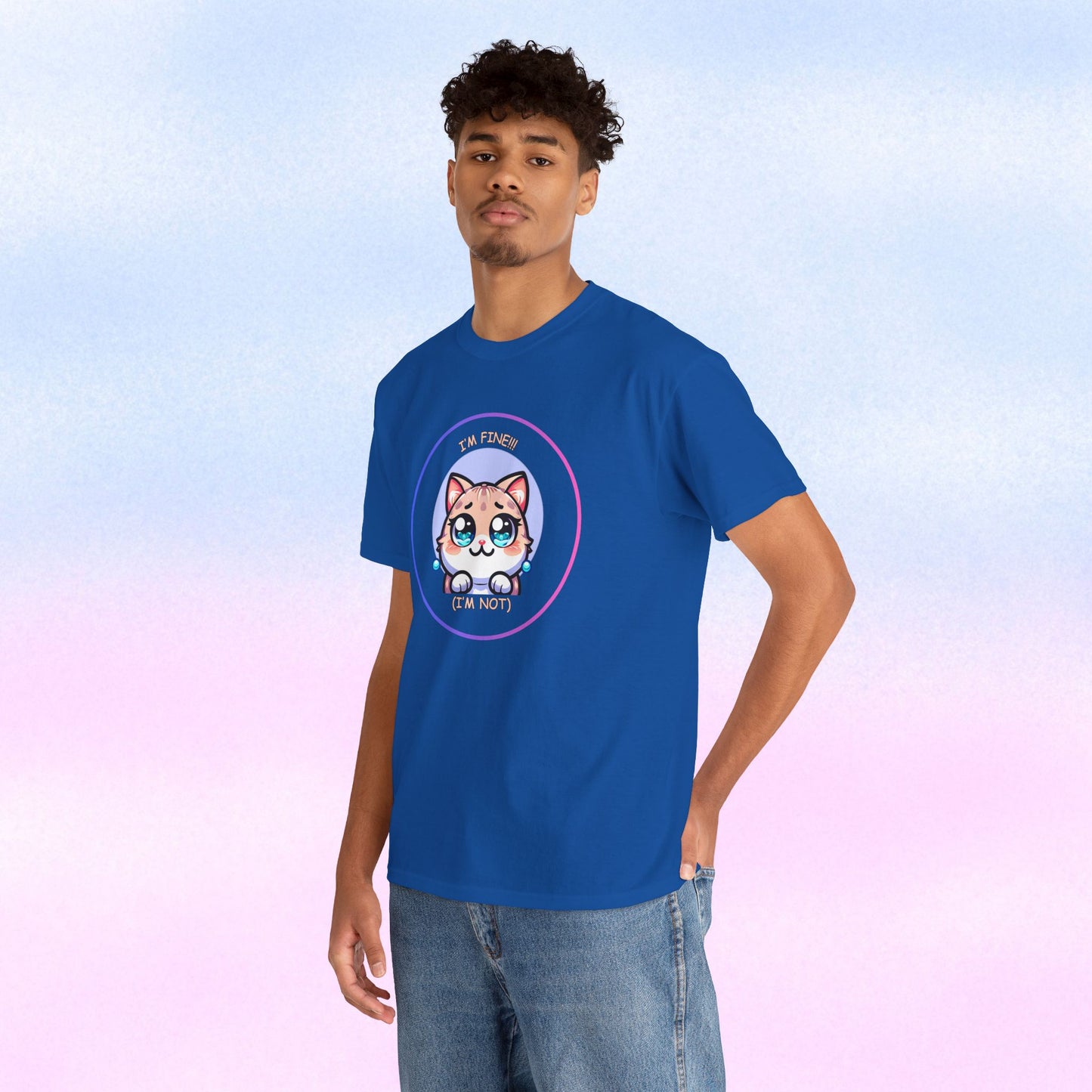 I'm Fine (I'm Not) — Cute Kawaii Cat Meltdown Emote Graphic T-Shirt