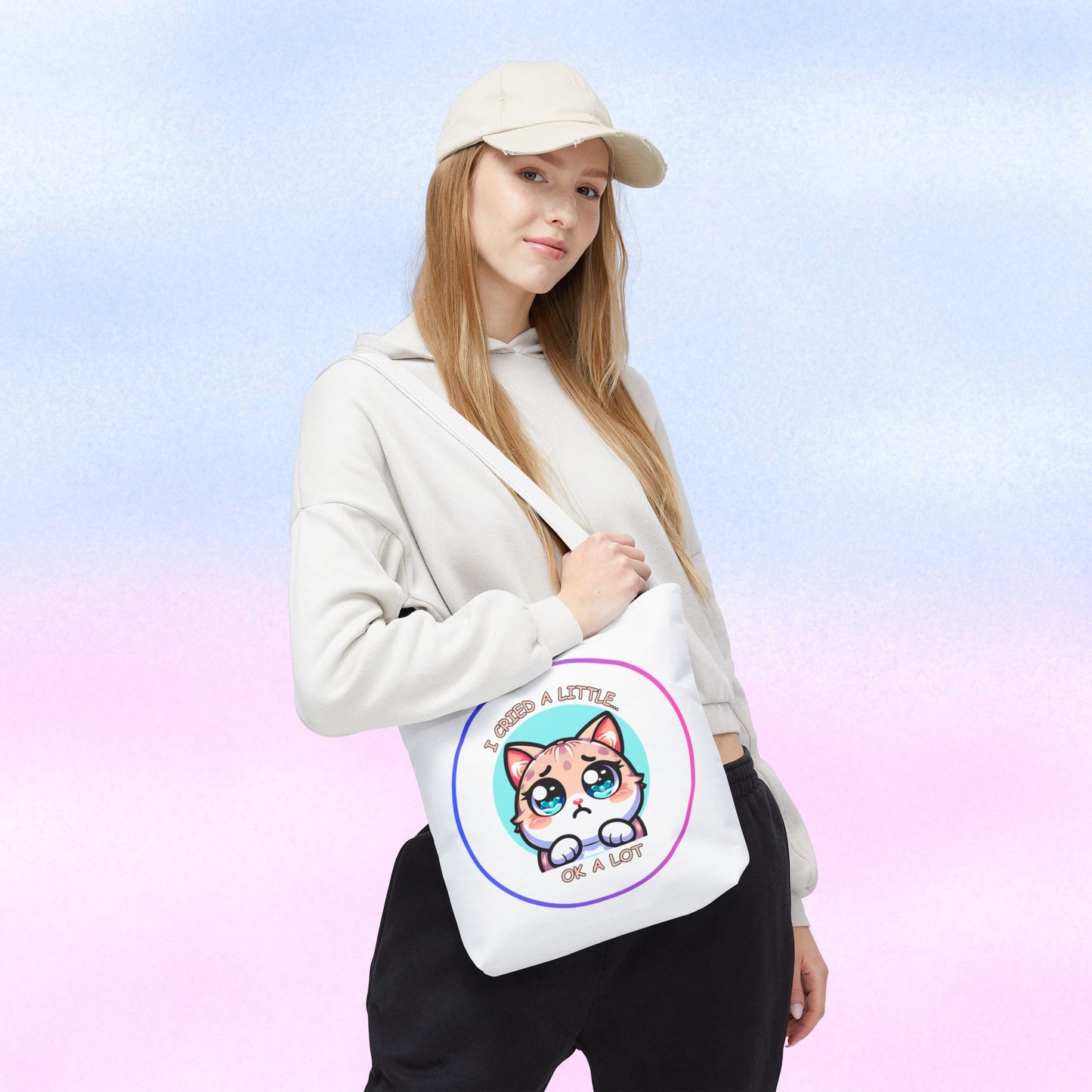 I Cried a Little.... Ok a lot - Tote Bag | Cute Kawaii Cat Illustration