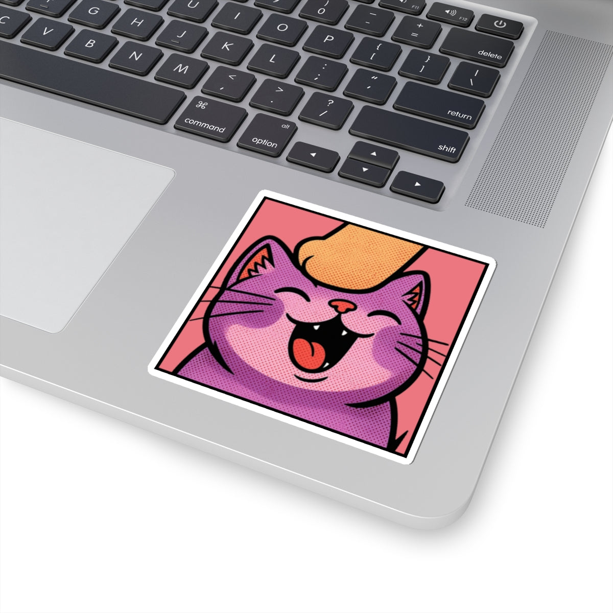 Twitch Emote "Pet Me, Purrfectly Happy!" Cute Cat Kiss-Cut Sticker