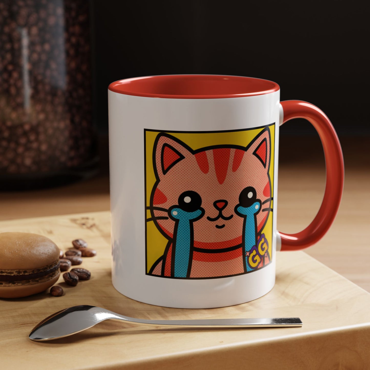 Good Game Tears of Joy - Cute Crying Cat Accent Coffee Mug (11/15oz) – Kawaii Pop Art Cat Emote GG