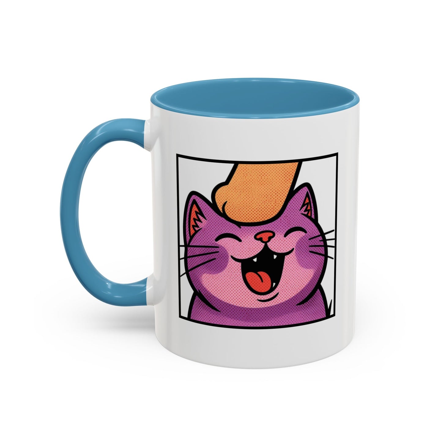 Pet Me, Purrfectly Happy Twitch Emote Cat Accent Coffee Mug – Cute Smiling Cat Illustration (11/15oz)