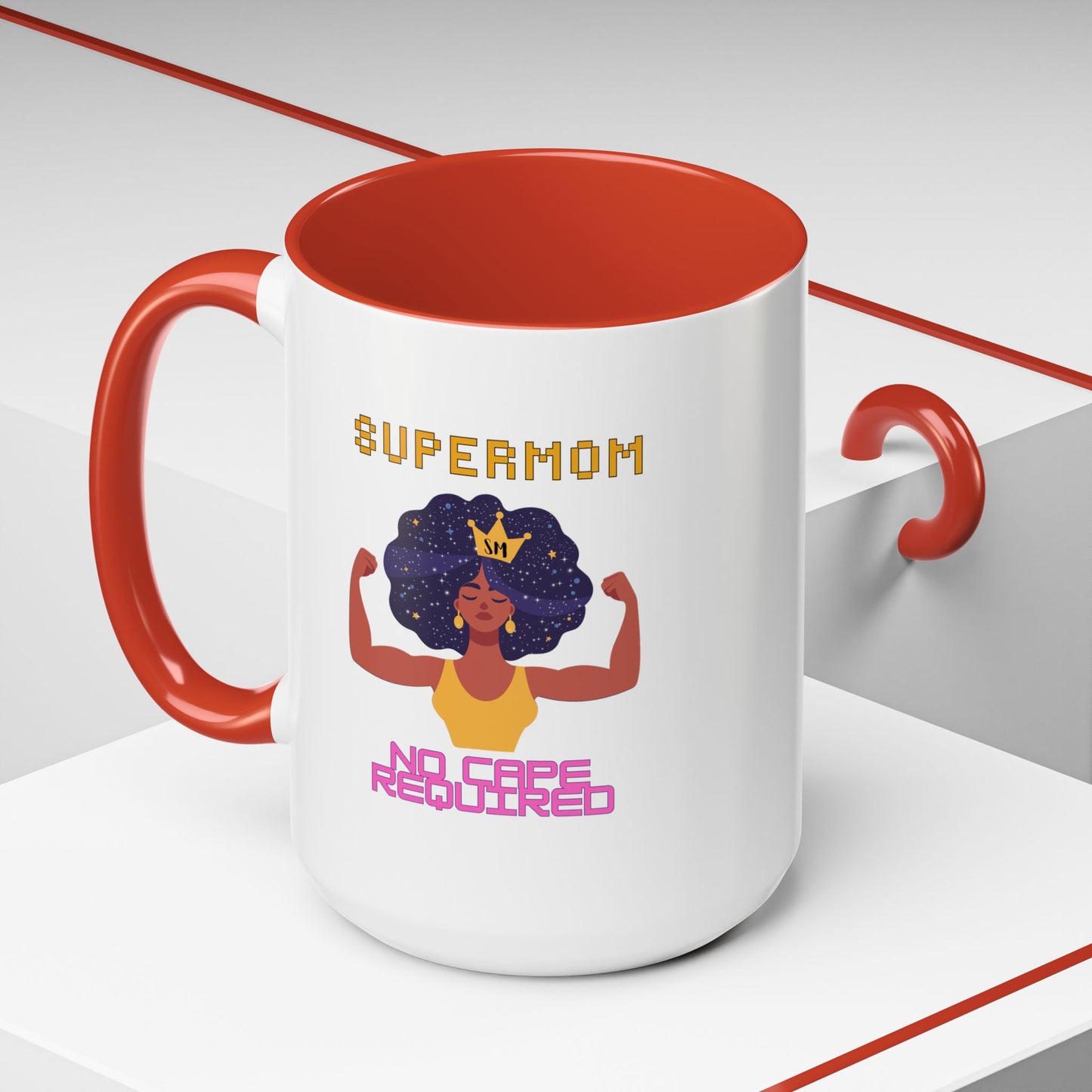 Accent Coffee Mug — "Supermom: No Cape Required" Empowerment Coffee Mug