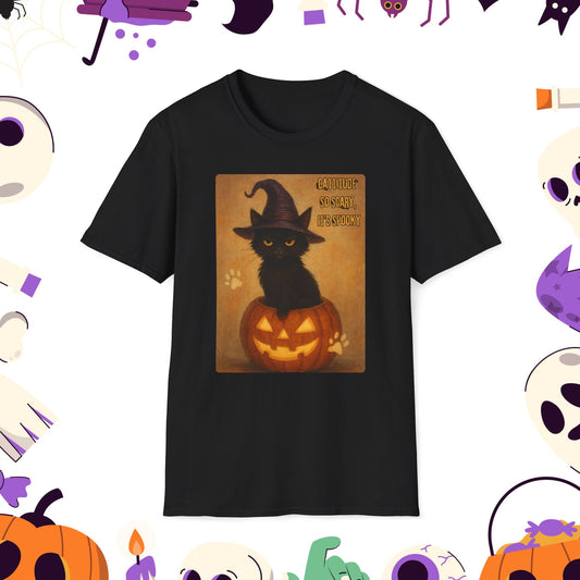Catitude So Scary, It's Spooky Halloween Cat T-Shirt, Spooky Cat Tee, Unisex Graphic Shirt, Comfortable Halloween Apparel, Perfect for Trick-or-Treating