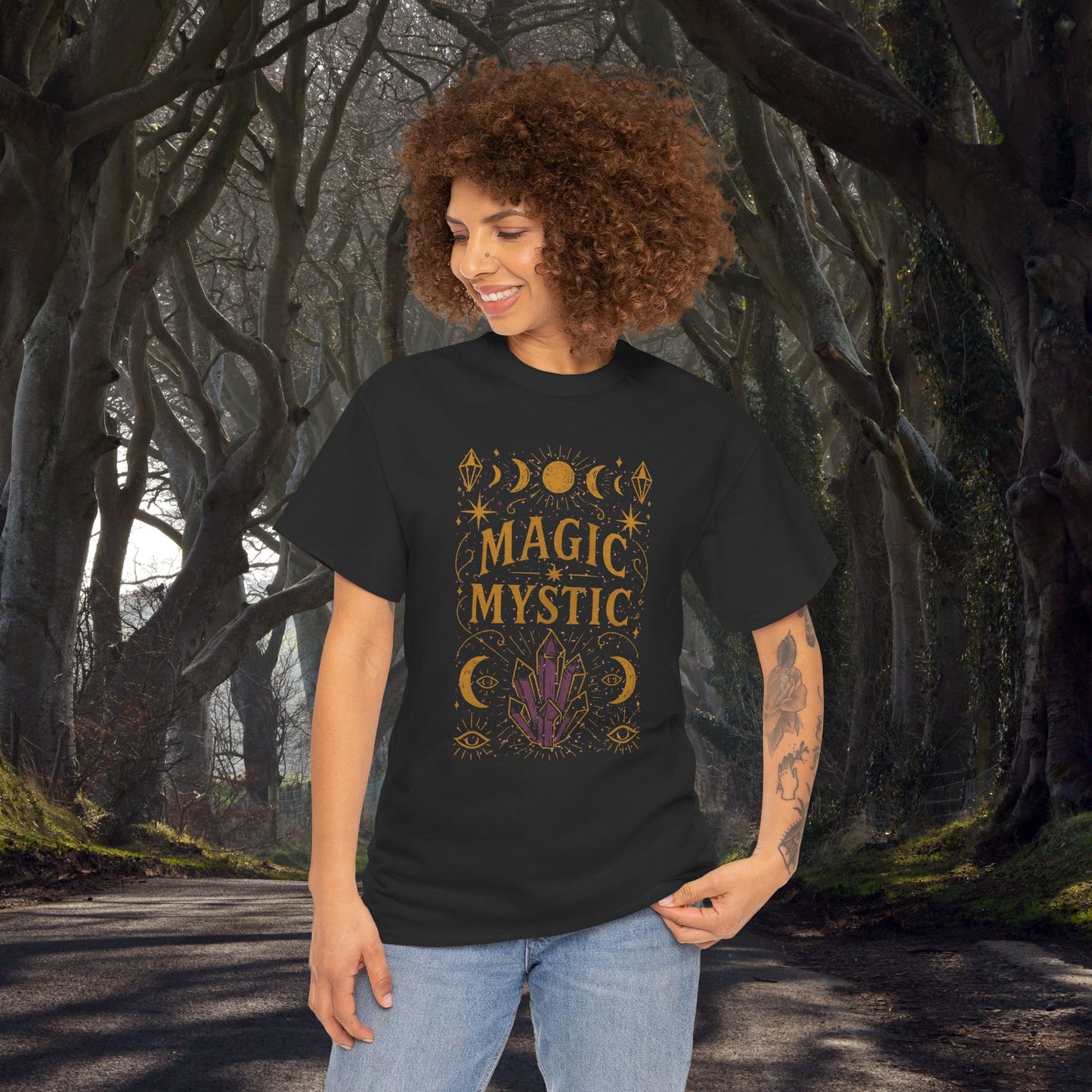 Mystic Magic Tee - Witchy/Occult Aesthetic, Unisex Heavy Cotton T-Shirt for Mystics, Witchcraft, Occult, Yoga, Bohemian Style