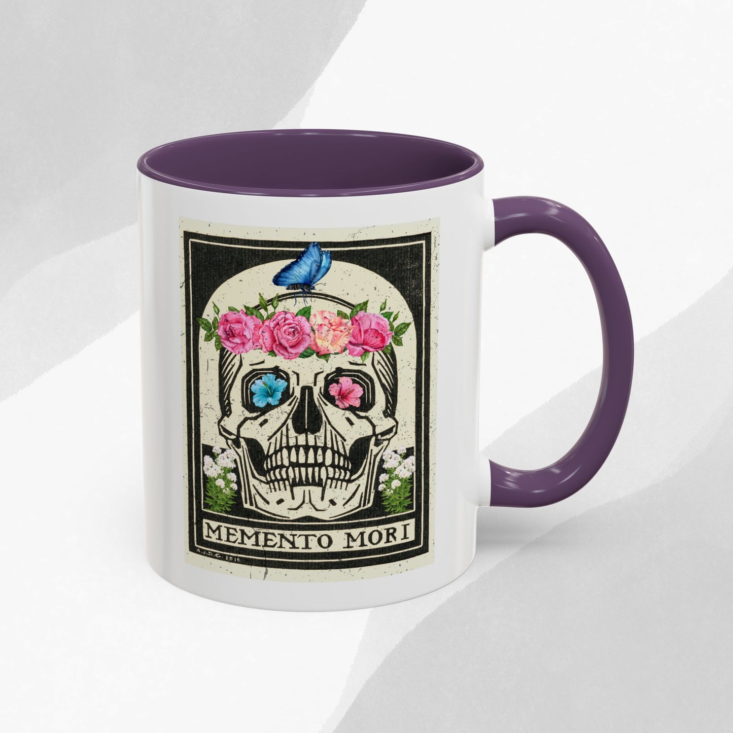 Memento Mori Coffee Mug, Floral Skull Mug, Gothic Gift, Day of the Dead Decor, Vintage Style Drinkware, Unique Kitchenware