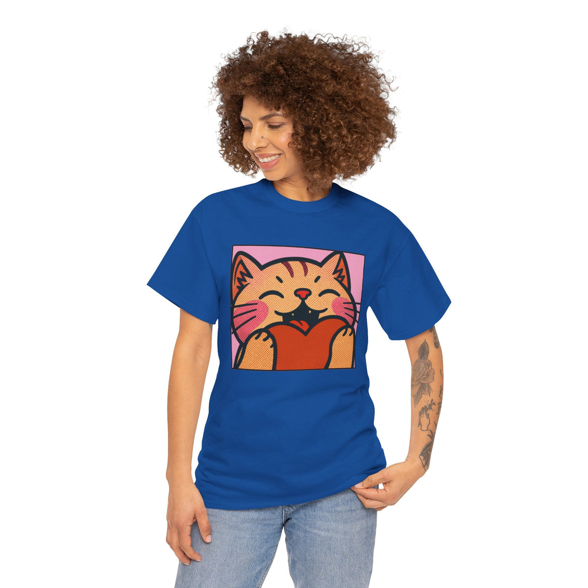 Cute Cat Holding Heart T‑Shirt — Cute Kitty Love Graphic Tee