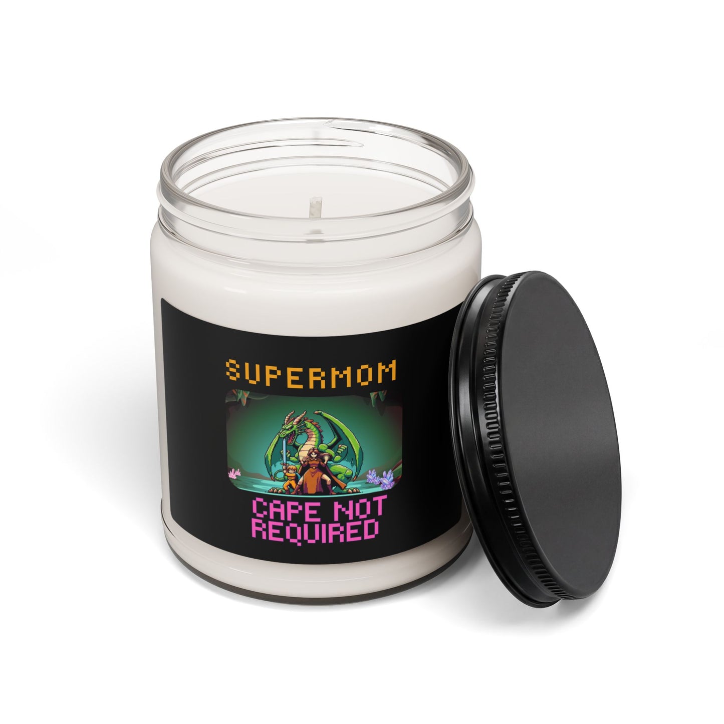 Dungeon Crawling Soy Candle — “Supermom: Cape Not Required” 9oz Scented Jar Candle