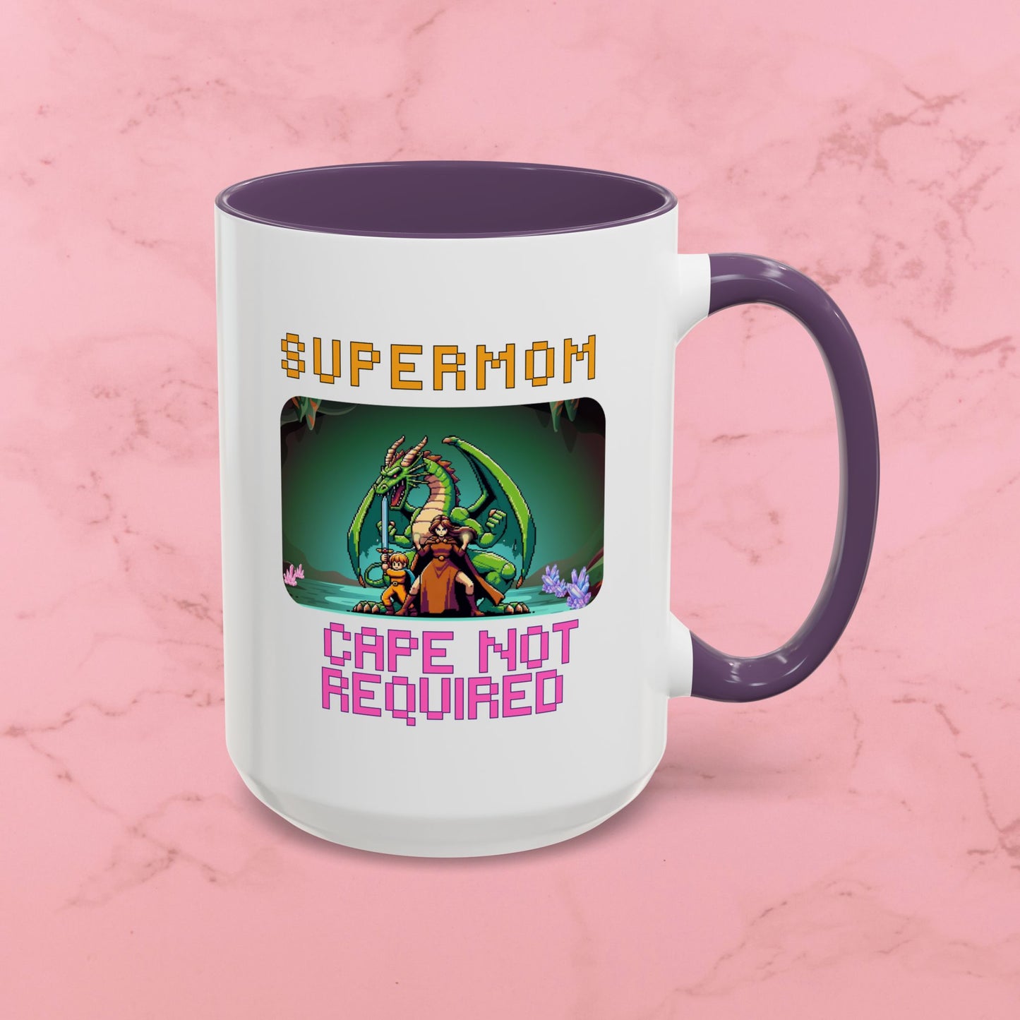 Dungeon Crawling Coffee Mug — "Supermom: Cape Not Required" Accent Mug (11/15oz)