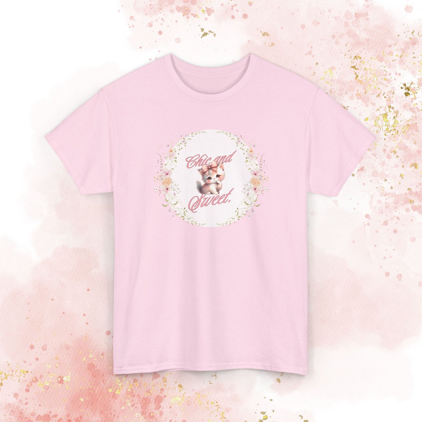 Chic & Sweet - Blushing Kitten Valentine Tee, V-Day, Cat Lovers Gift, Everyday Wear