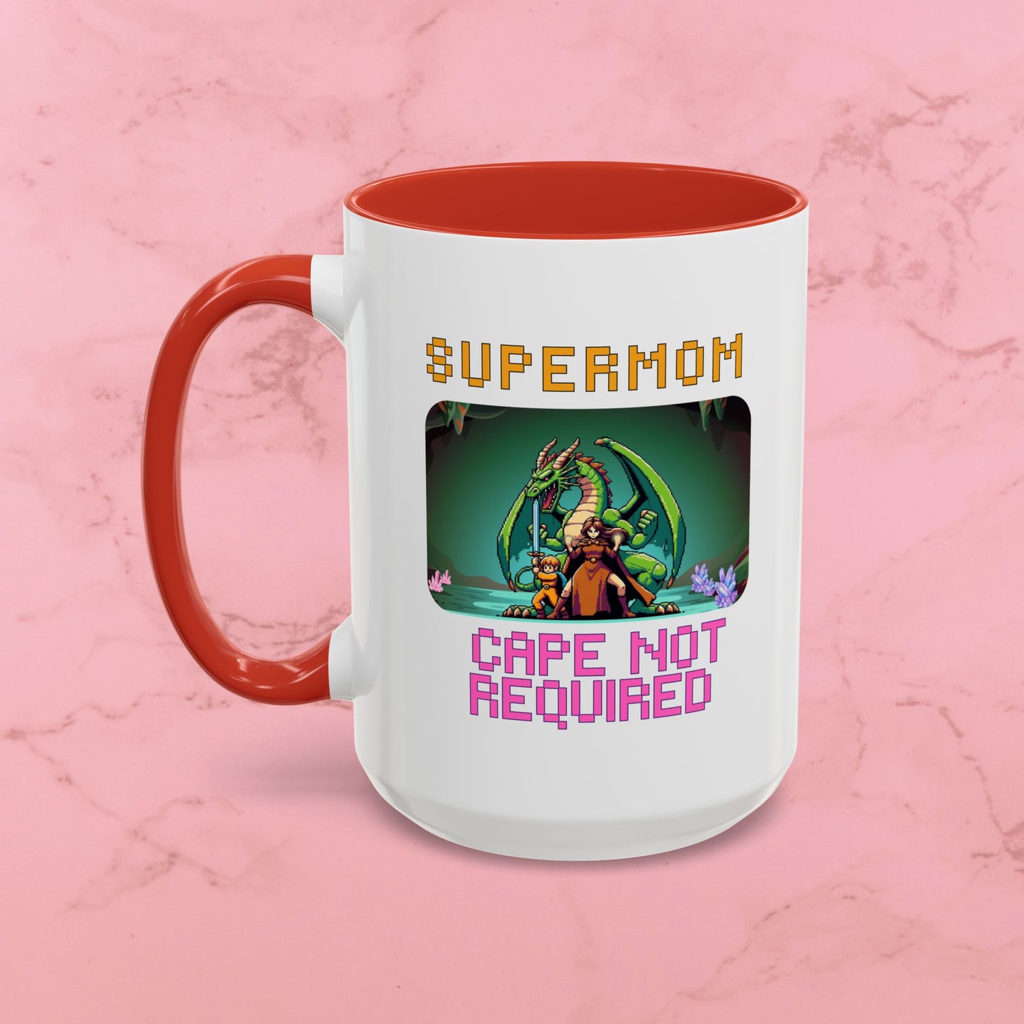 Dungeon Crawling Coffee Mug — "Supermom: Cape Not Required" Accent Mug (11/15oz)