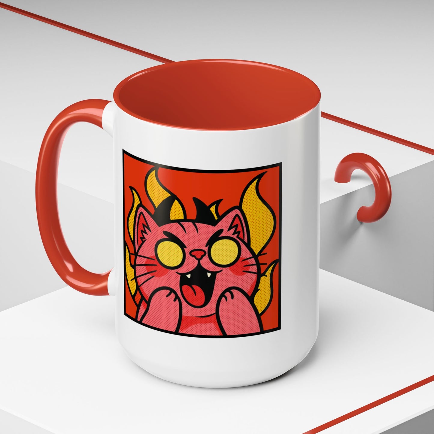 Evil Laughing Cat - Twitch Emote - Cute Devil Cat Accent Coffee Mug (11/15oz)