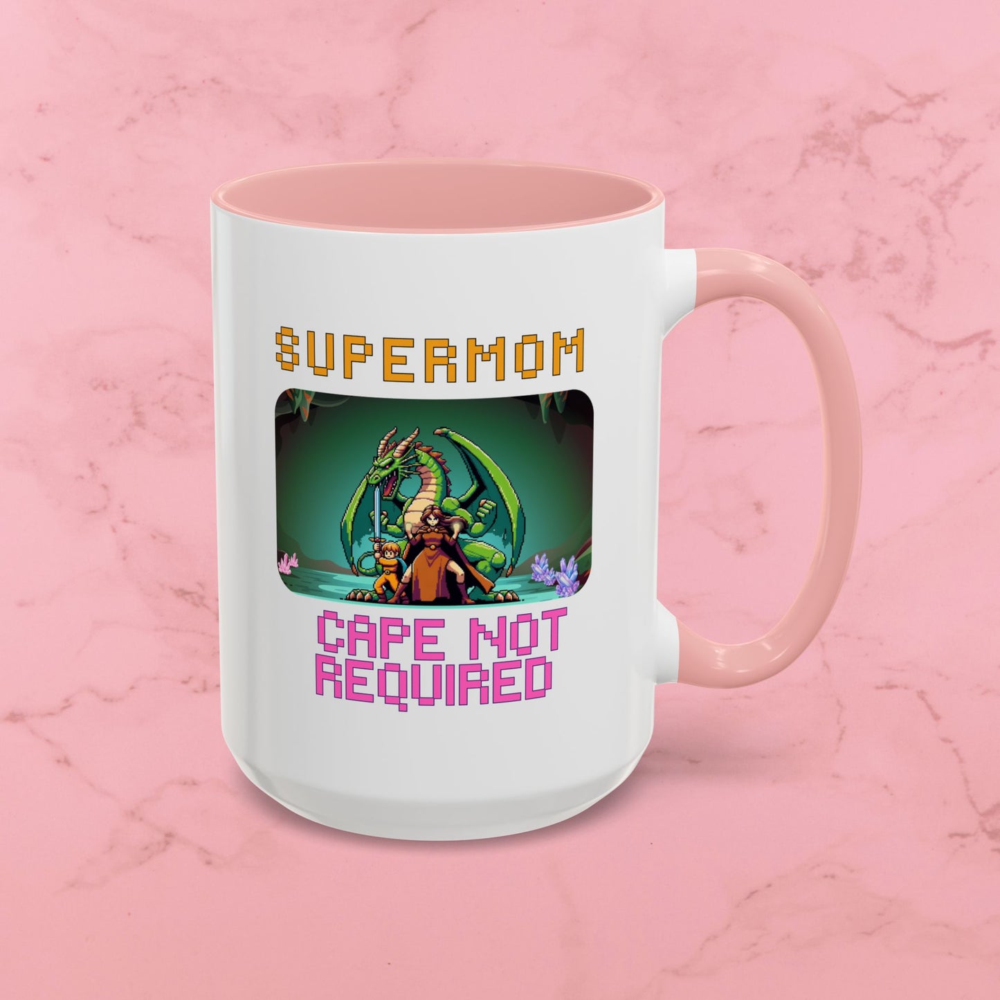 Dungeon Crawling Coffee Mug — "Supermom: Cape Not Required" Accent Mug (11/15oz)