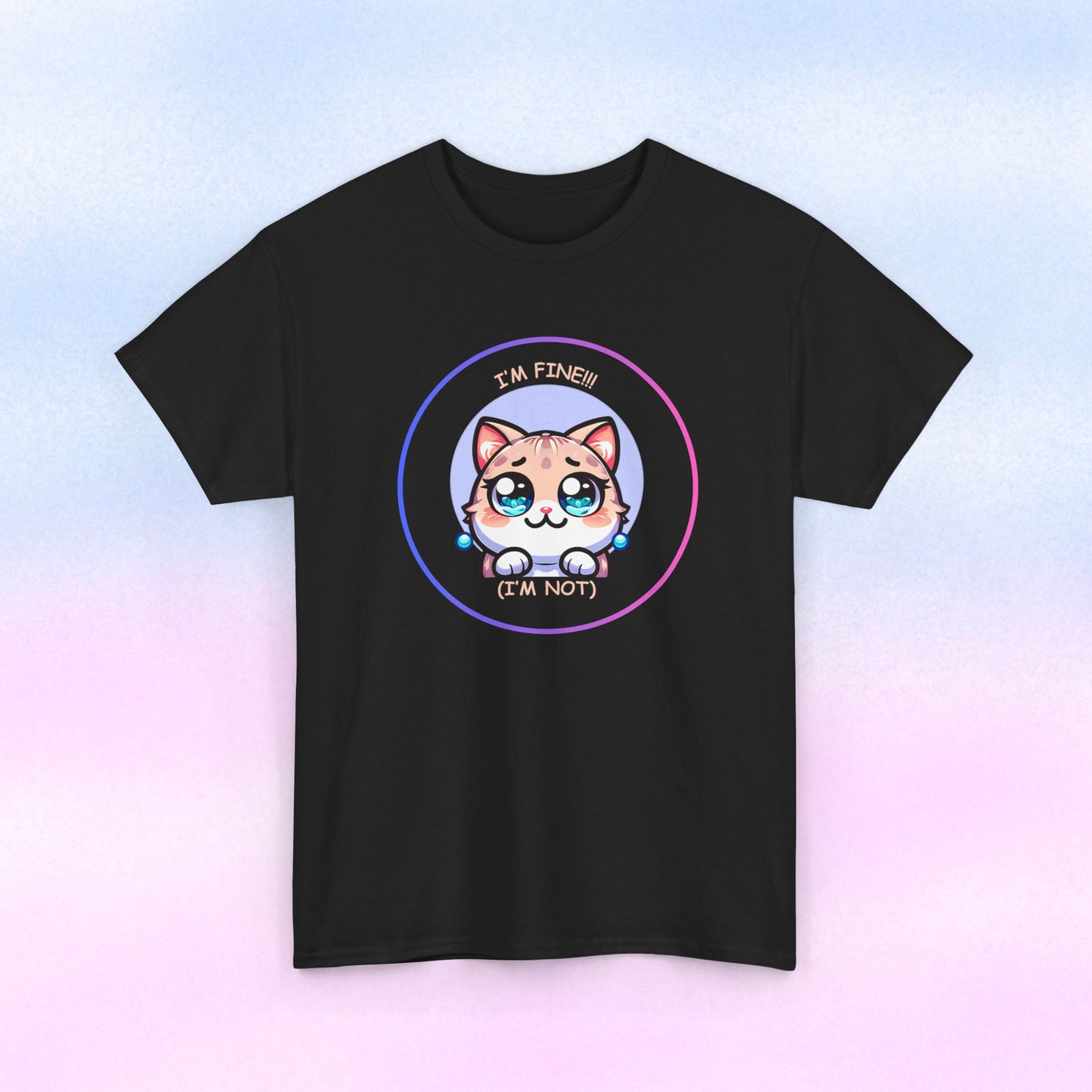I'm Fine (I'm Not) — Cute Kawaii Cat Meltdown Emote Graphic T-Shirt