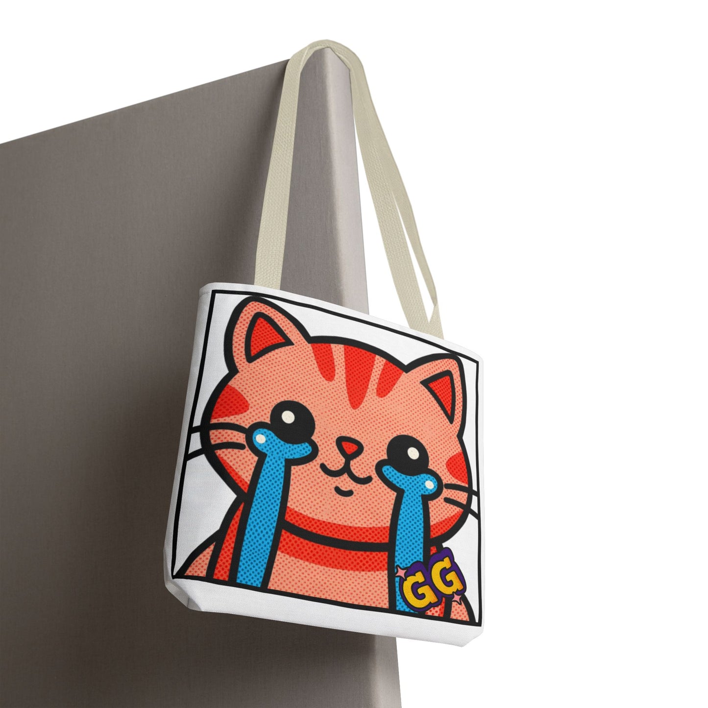 Good Game Tears of Joy - Cute Crying Cat Tote Bag – Kawaii Pop Art Cat Emote GG