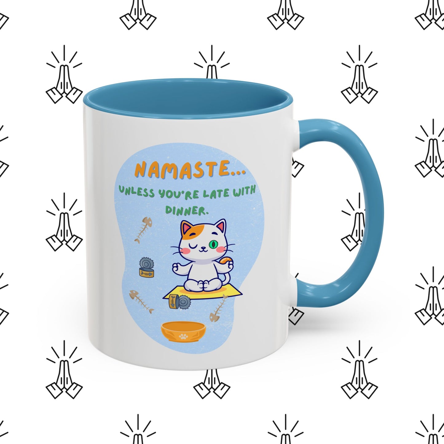 Namaste Cat Accent Coffee Mug | Cute Cat Mug, Coffee Cup Gift, Yoga Lover's Mug, Cat Lover Gift, Stylish Drinkware