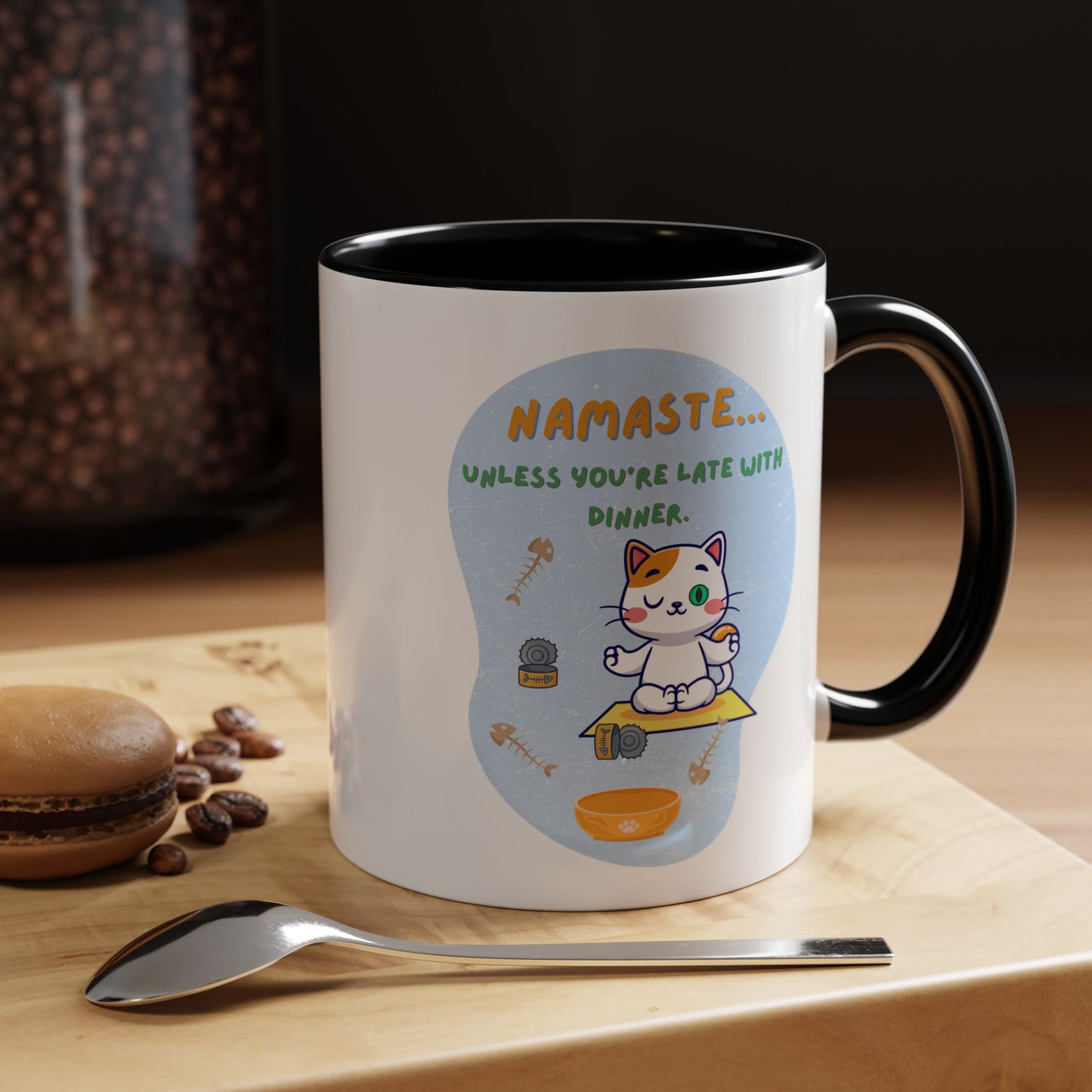 Namaste Cat Accent Coffee Mug | Cute Cat Mug, Coffee Cup Gift, Yoga Lover's Mug, Cat Lover Gift, Stylish Drinkware