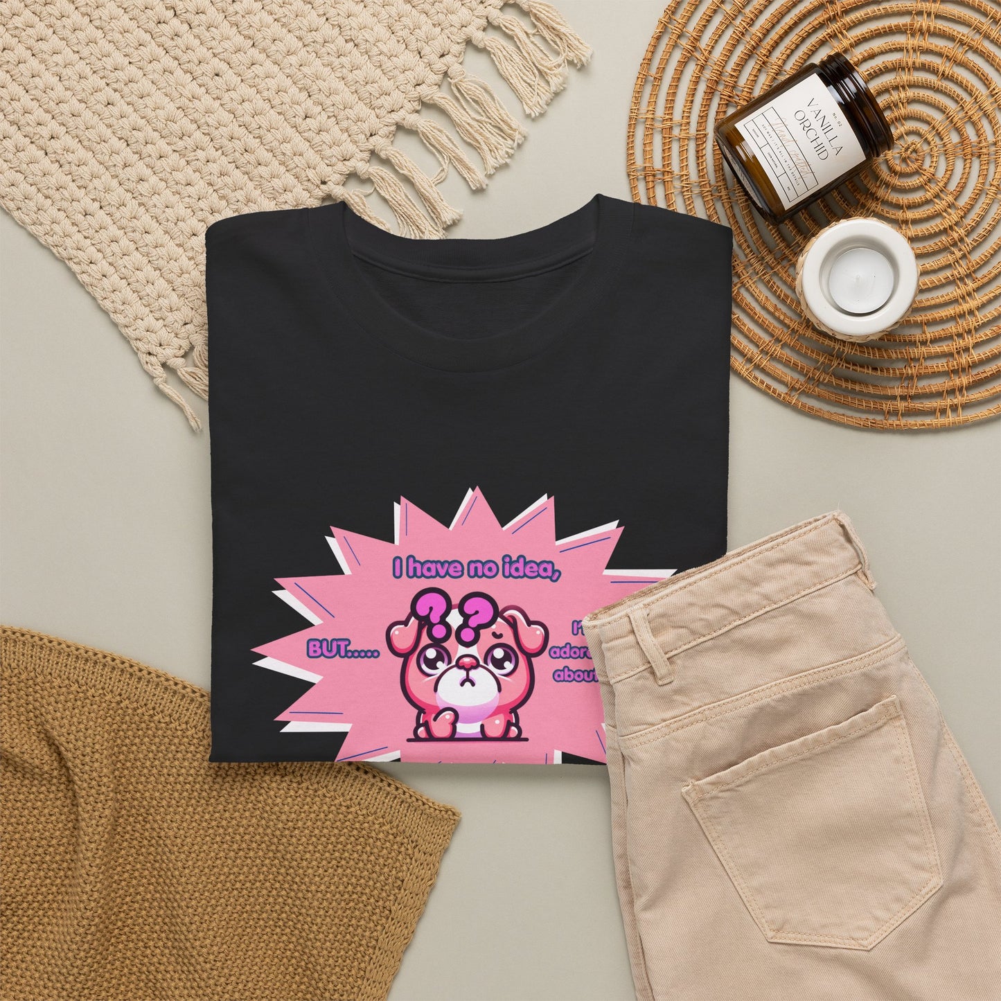 Confused Pink Bulldog Tee — "I Have No Idea, But... I'm Adorable About It."