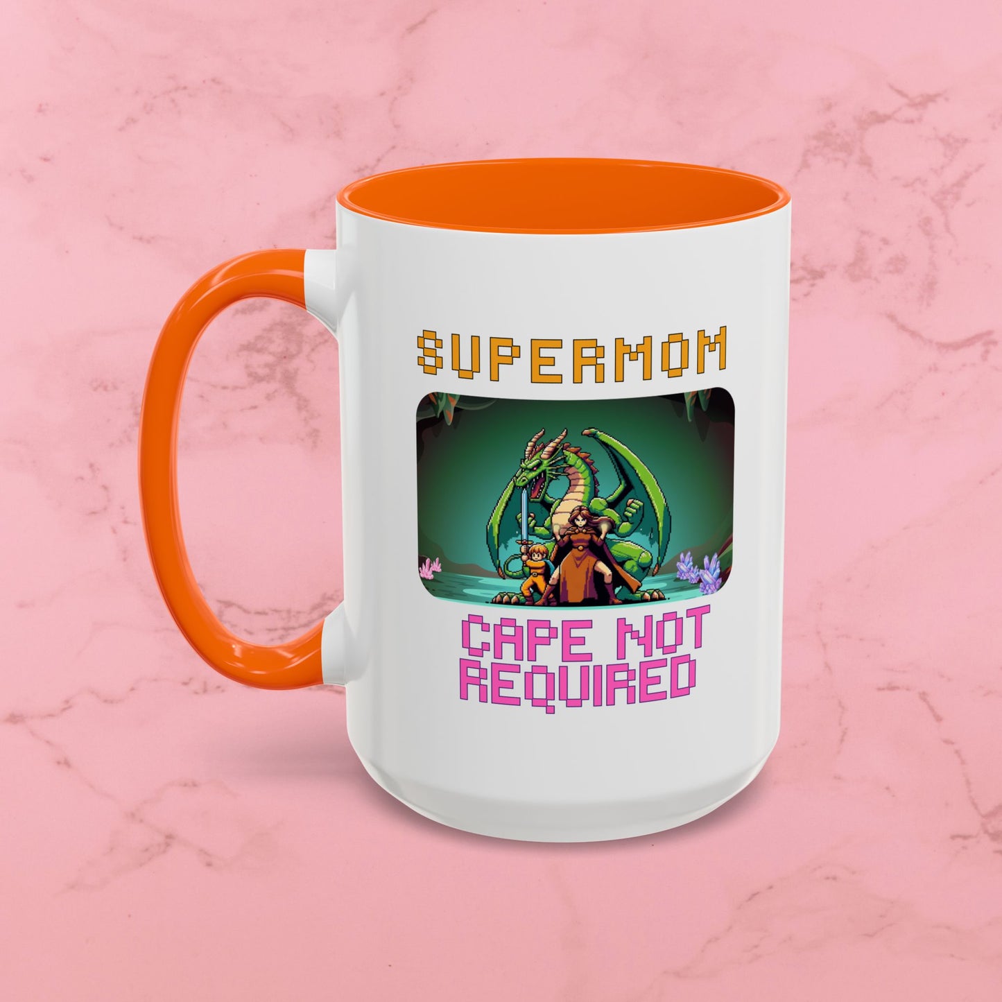 Dungeon Crawling Coffee Mug — "Supermom: Cape Not Required" Accent Mug (11/15oz)