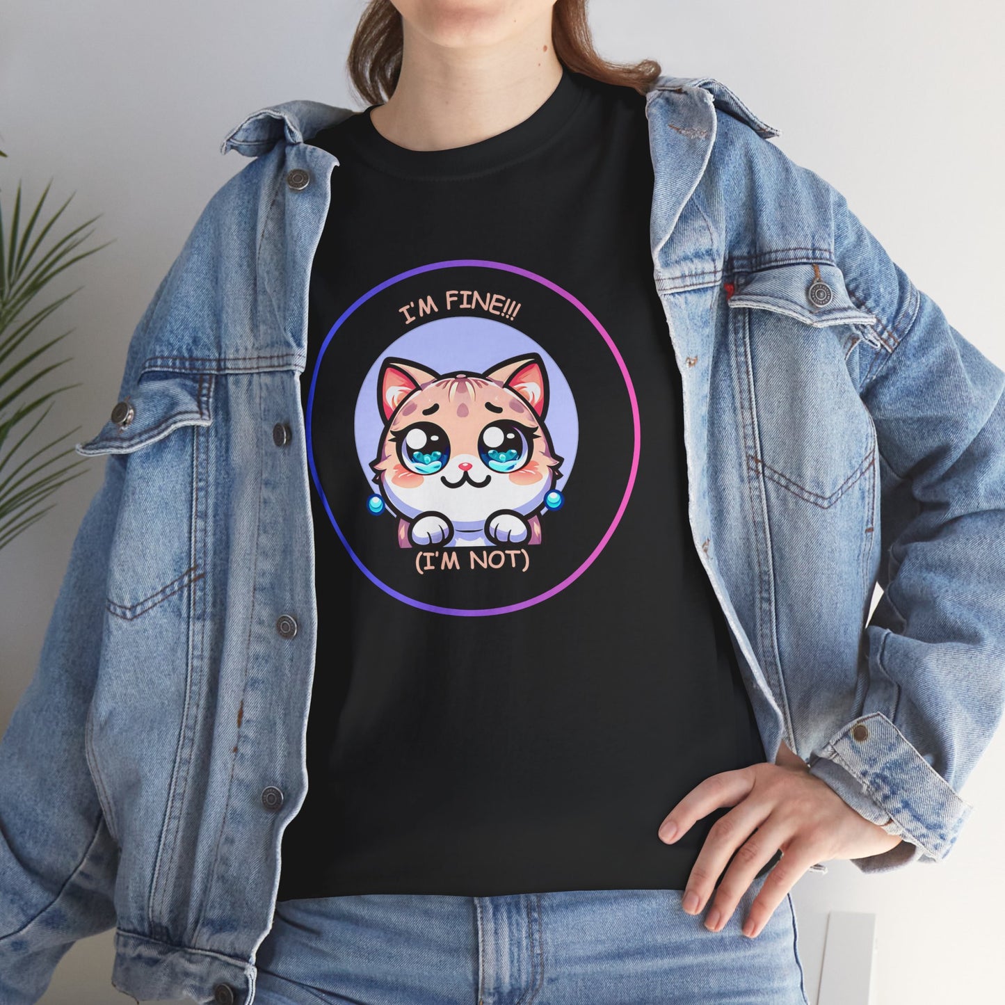 I'm Fine (I'm Not) — Cute Kawaii Cat Meltdown Emote Graphic T-Shirt
