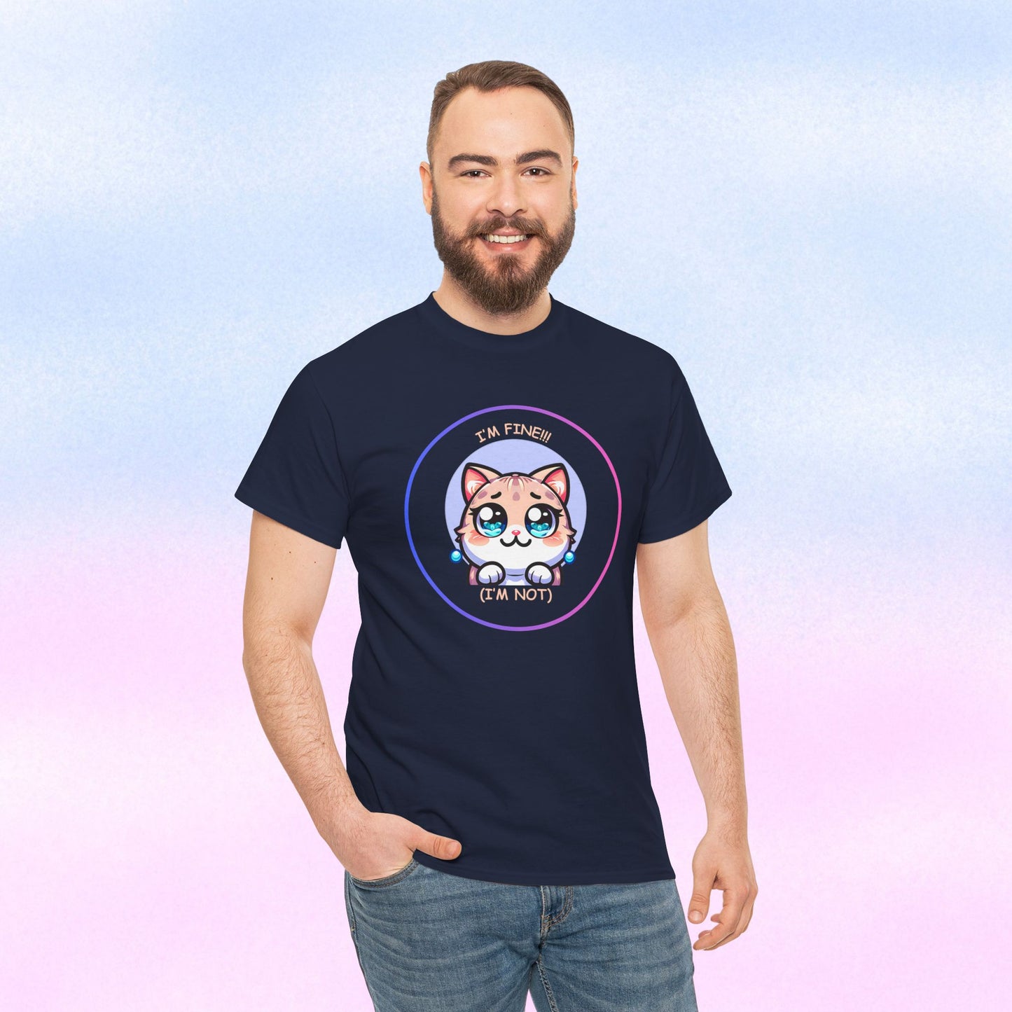 I'm Fine (I'm Not) — Cute Kawaii Cat Meltdown Emote Graphic T-Shirt
