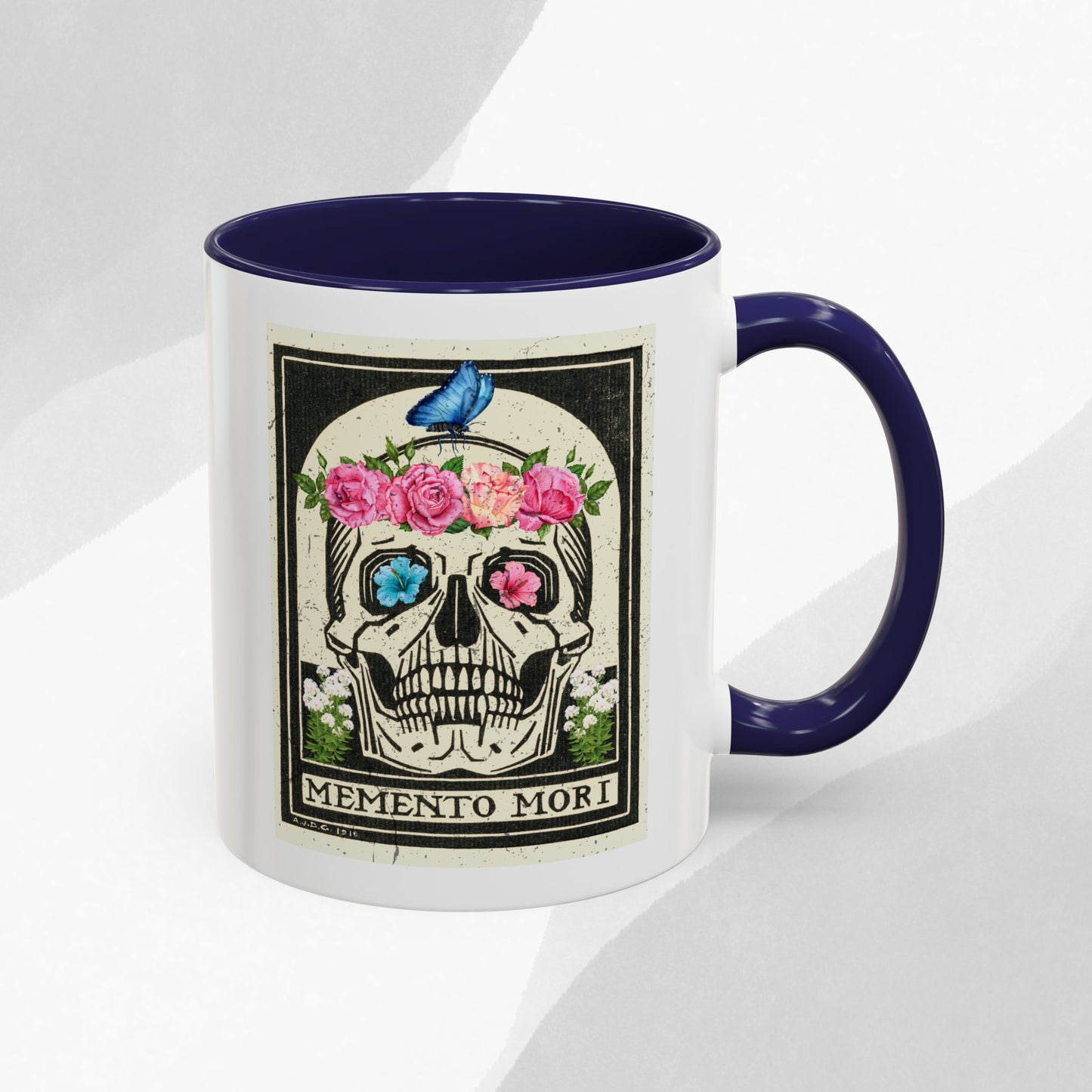 Memento Mori Coffee Mug, Floral Skull Mug, Gothic Gift, Day of the Dead Decor, Vintage Style Drinkware, Unique Kitchenware