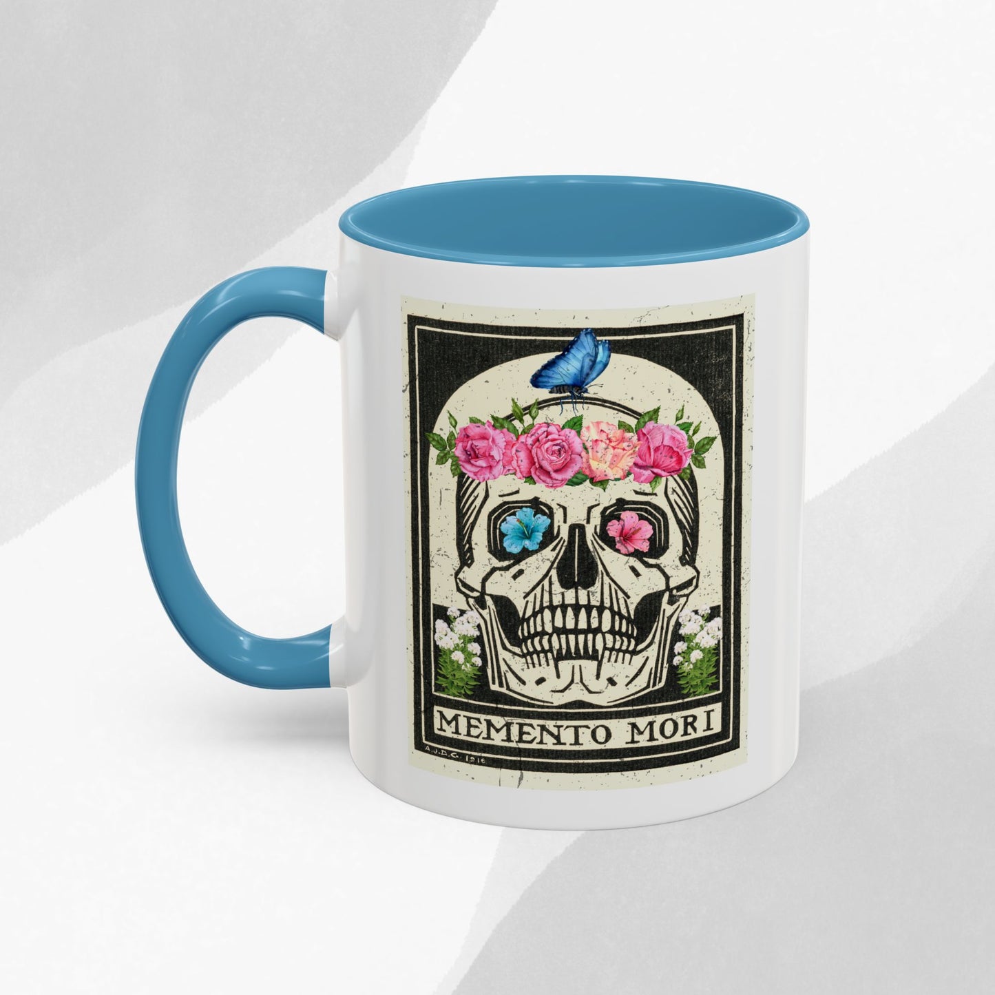 Memento Mori Coffee Mug, Floral Skull Mug, Gothic Gift, Day of the Dead Decor, Vintage Style Drinkware, Unique Kitchenware