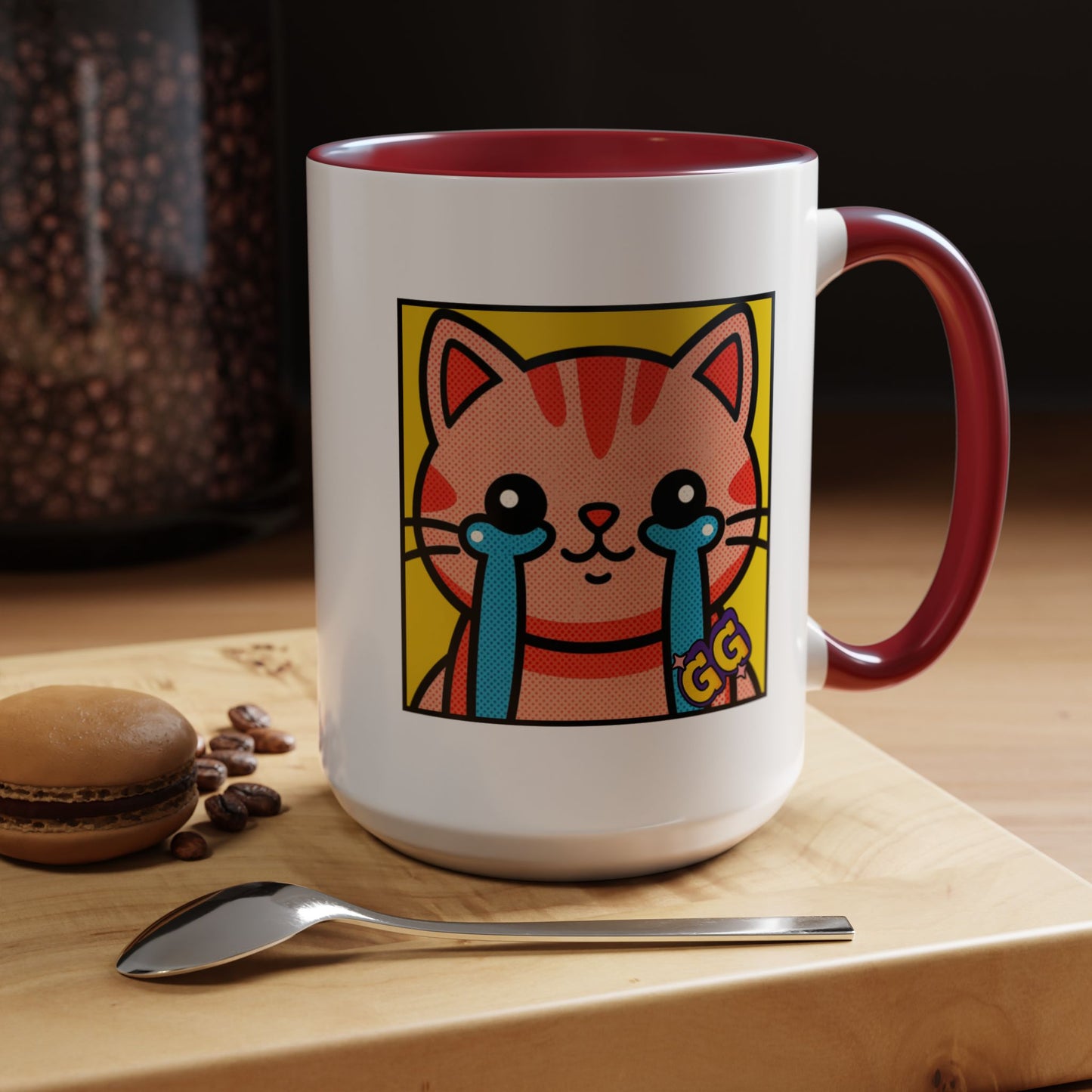 Good Game Tears of Joy - Cute Crying Cat Accent Coffee Mug (11/15oz) – Kawaii Pop Art Cat Emote GG