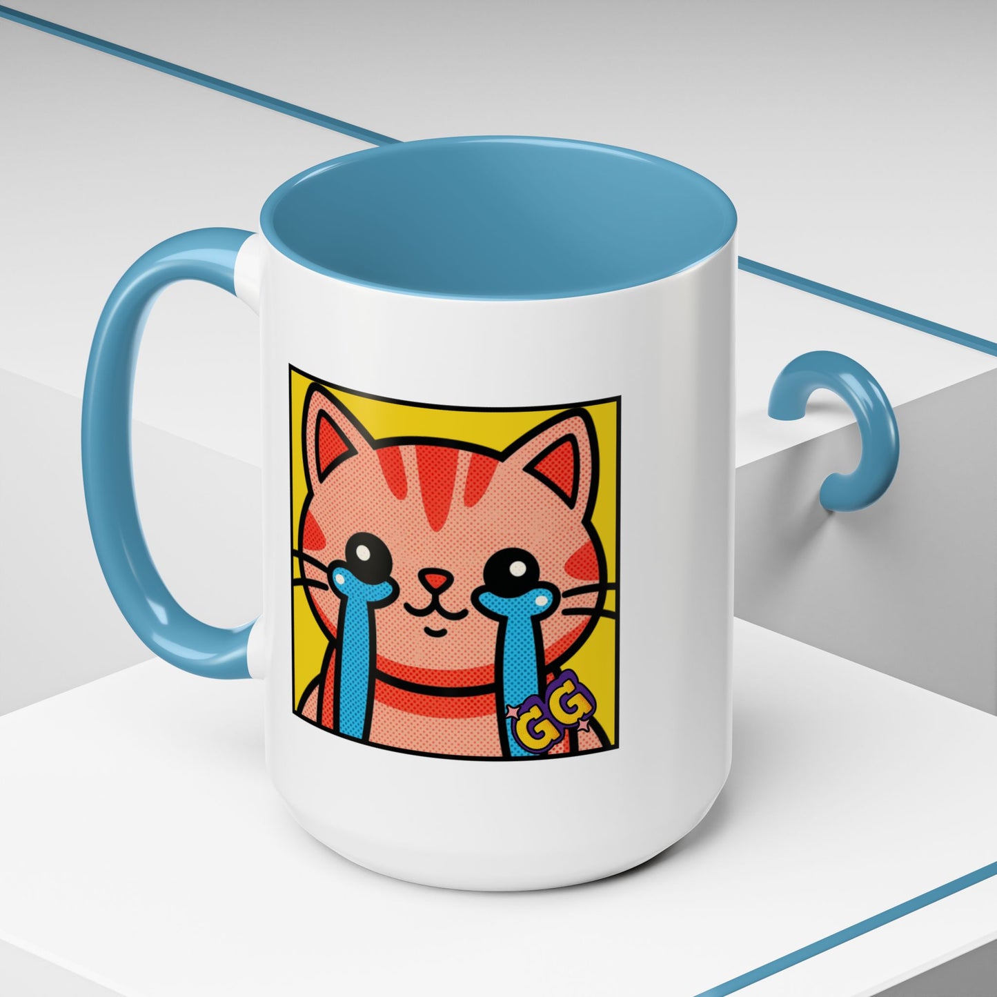 Good Game Tears of Joy - Cute Crying Cat Accent Coffee Mug (11/15oz) – Kawaii Pop Art Cat Emote GG
