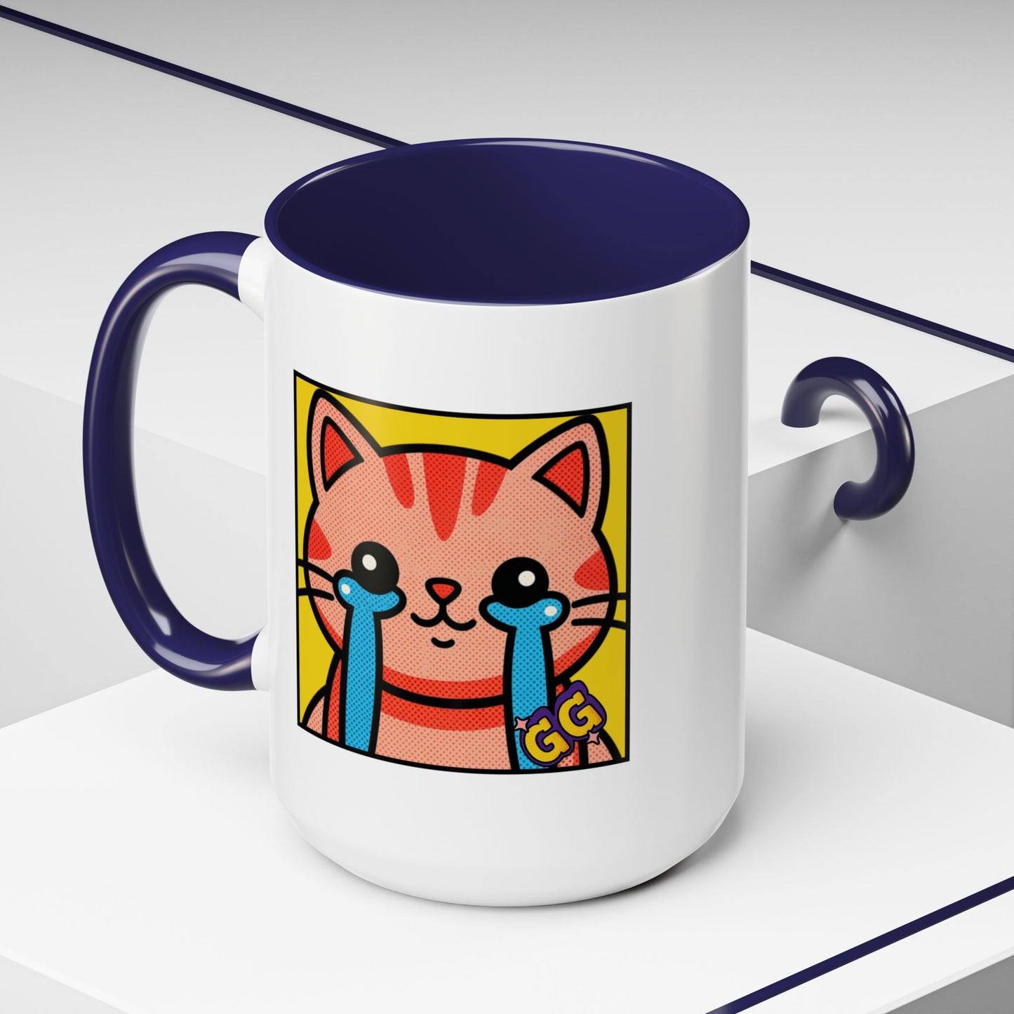 Good Game Tears of Joy - Cute Crying Cat Accent Coffee Mug (11/15oz) – Kawaii Pop Art Cat Emote GG