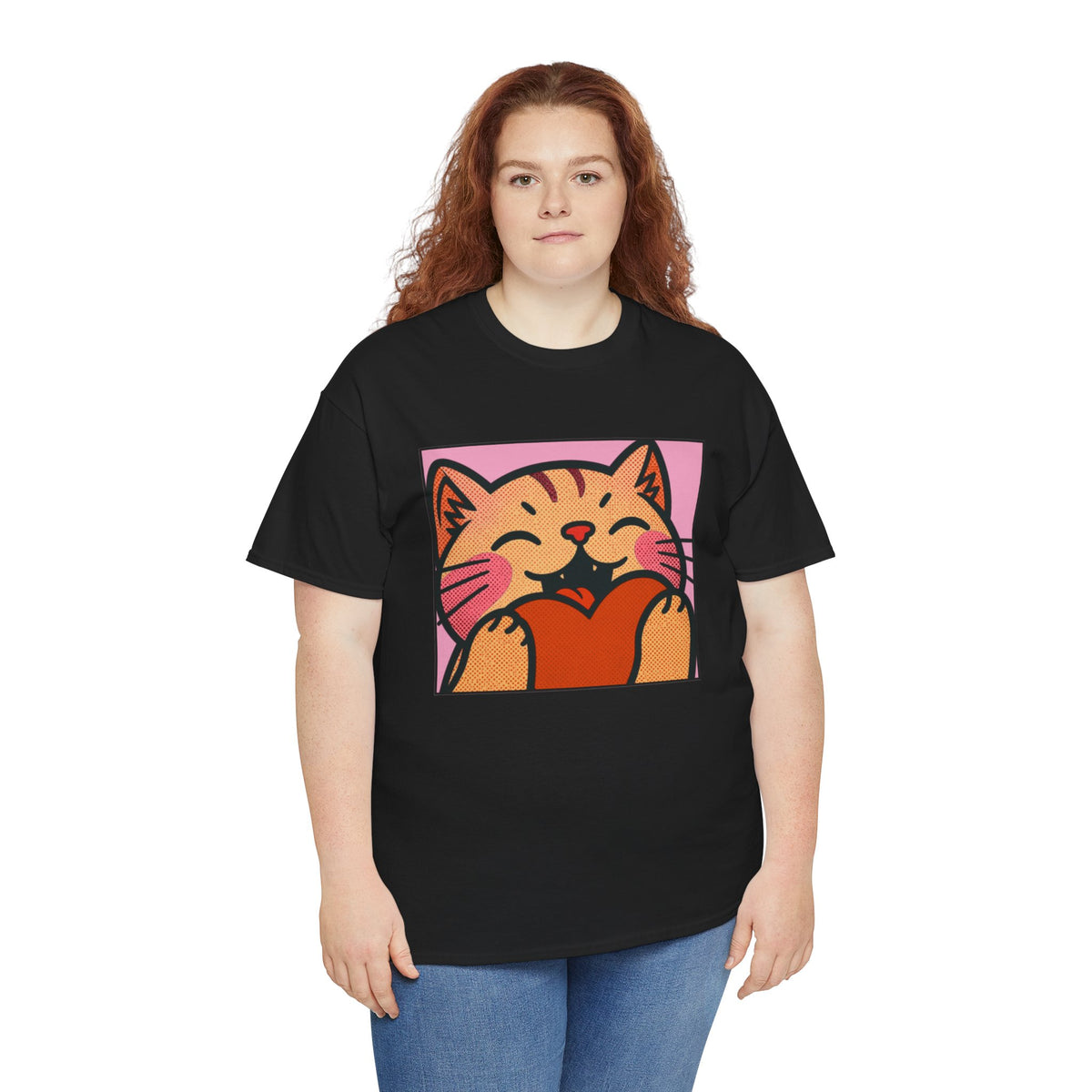 Cute Cat Holding Heart T‑Shirt — Cute Kitty Love Graphic Tee