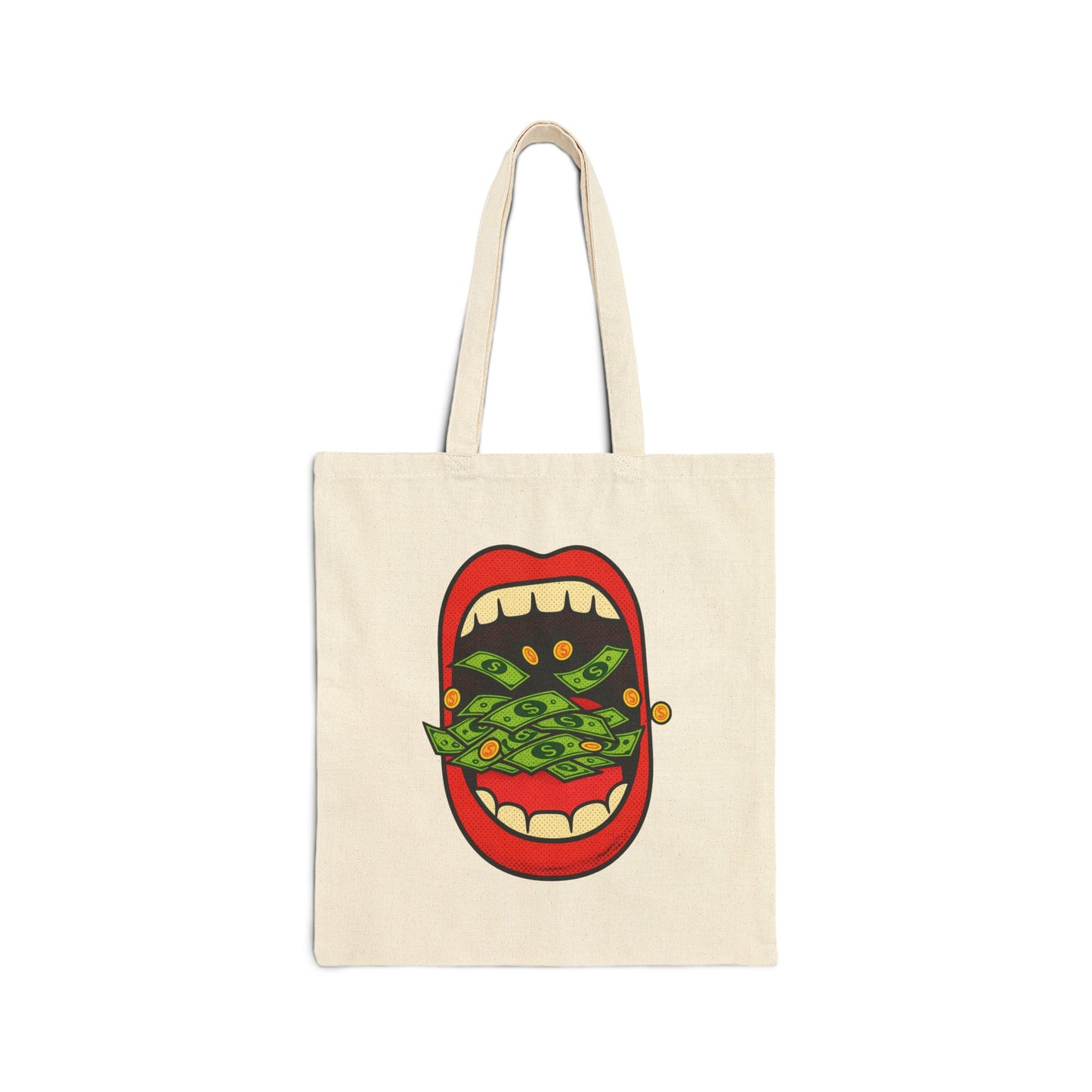 Eating Prosperity - Pop Art Money Mouth Graphic - Canvas Tote