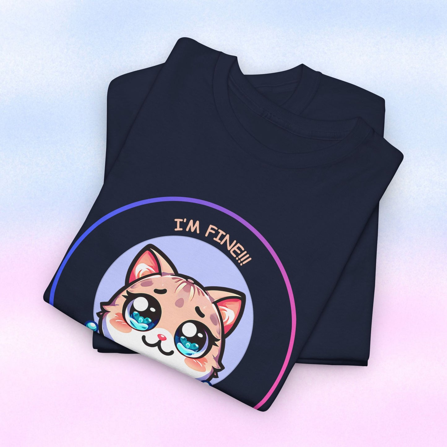 I'm Fine (I'm Not) — Cute Kawaii Cat Meltdown Emote Graphic T-Shirt