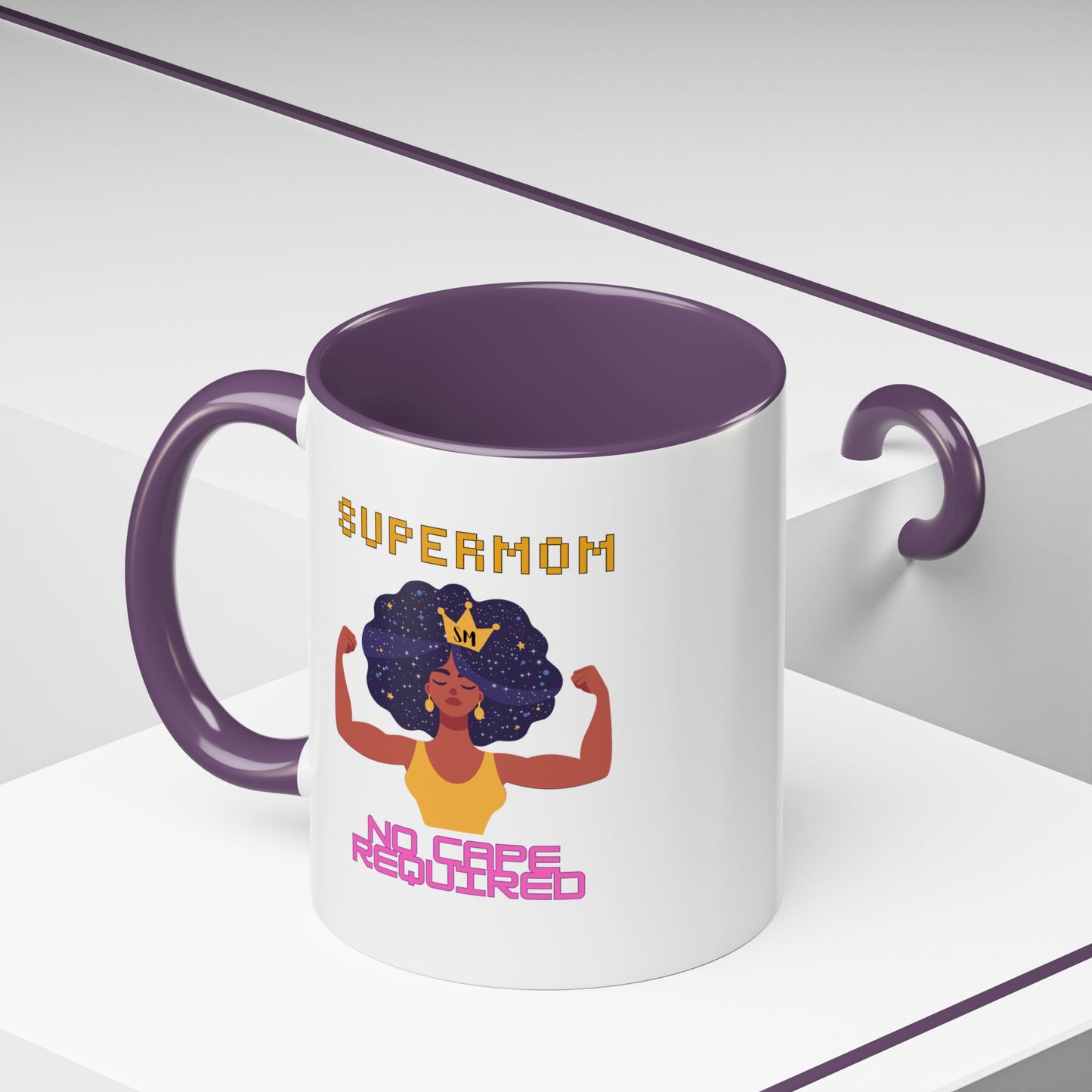 Accent Coffee Mug — "Supermom: No Cape Required" Empowerment Coffee Mug