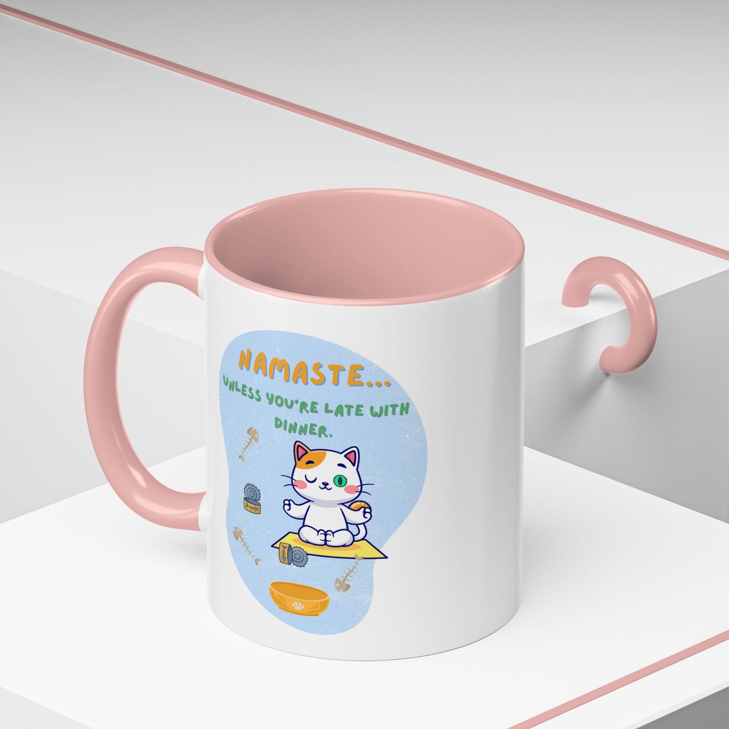 Namaste Cat Accent Coffee Mug | Cute Cat Mug, Coffee Cup Gift, Yoga Lover's Mug, Cat Lover Gift, Stylish Drinkware