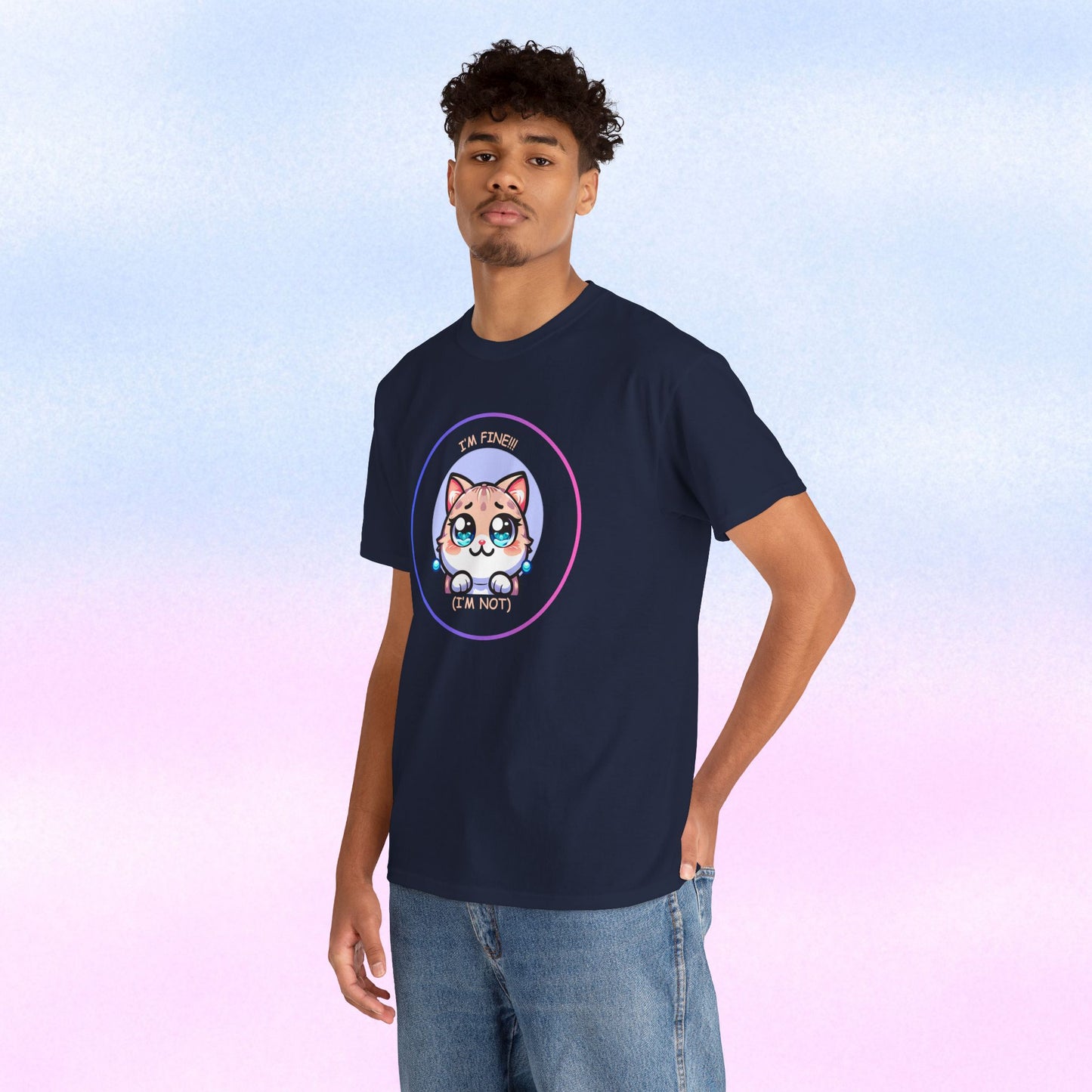 I'm Fine (I'm Not) — Cute Kawaii Cat Meltdown Emote Graphic T-Shirt