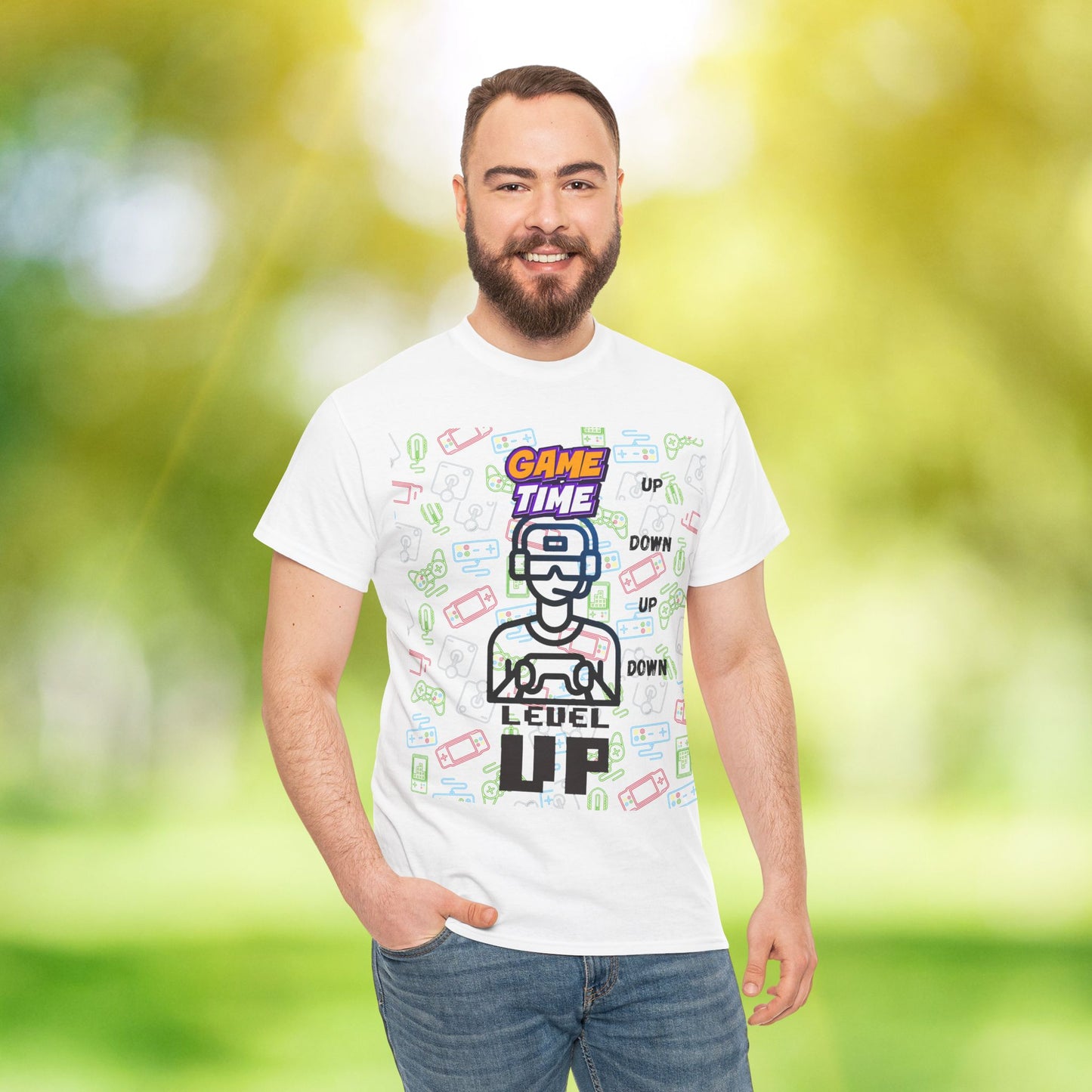 Level Up Gamer T-Shirt — "Game Time" Retro Pixel Video Game Tee