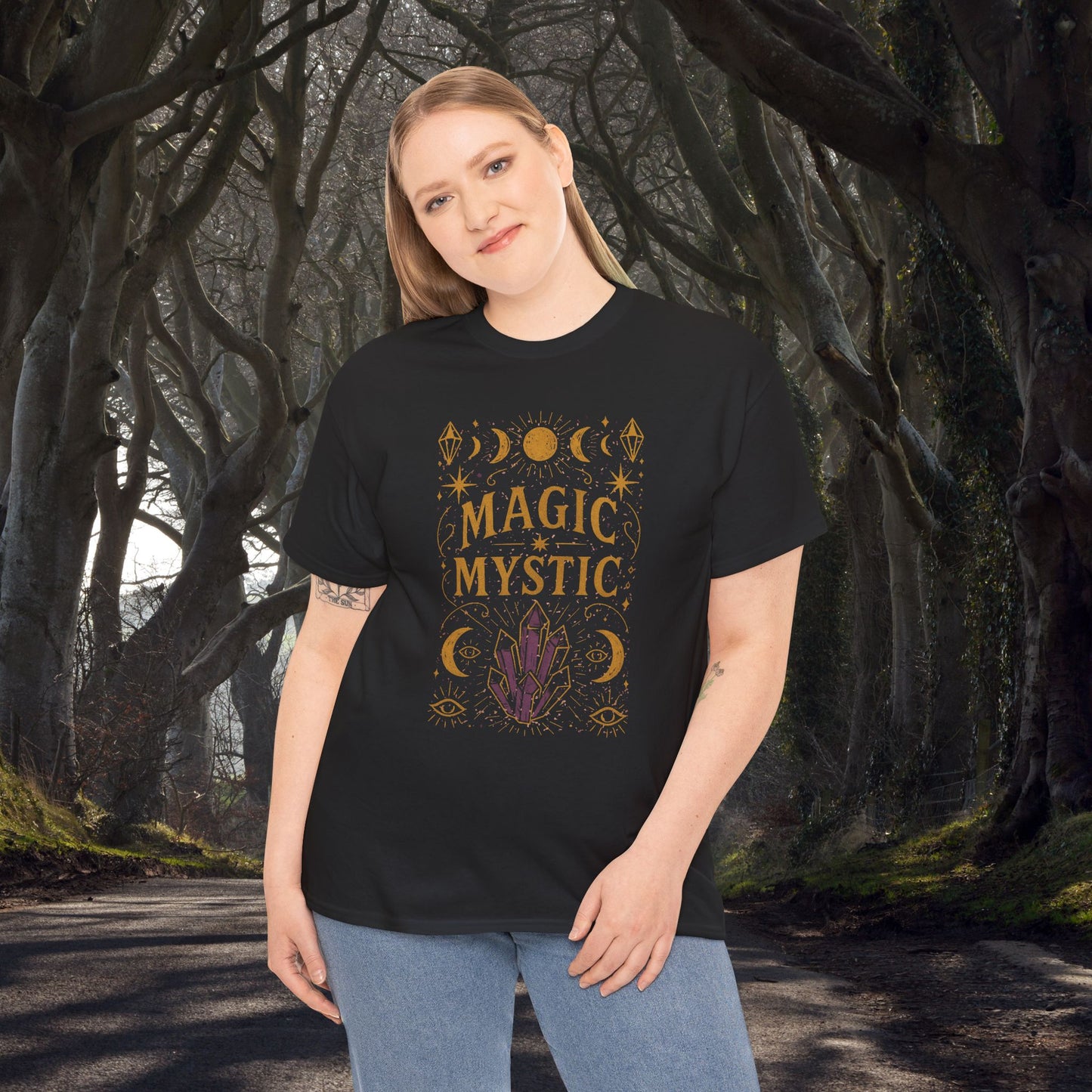 Mystic Magic Tee - Witchy/Occult Aesthetic, Unisex Heavy Cotton T-Shirt for Mystics, Witchcraft, Occult, Yoga, Bohemian Style