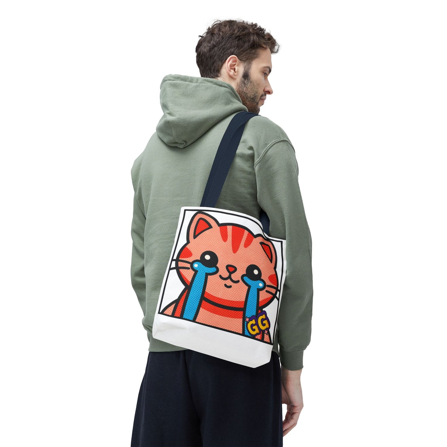 Good Game Tears of Joy - Cute Crying Cat Tote Bag – Kawaii Pop Art Cat Emote GG