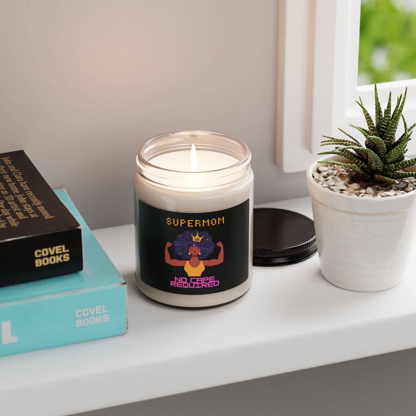 Scented Soy Candle — "Supermom No Cape Required" Gift Candle for Moms, 9oz