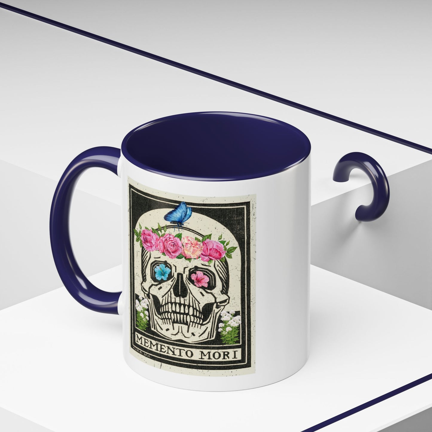 Memento Mori Coffee Mug, Floral Skull Mug, Gothic Gift, Day of the Dead Decor, Vintage Style Drinkware, Unique Kitchenware