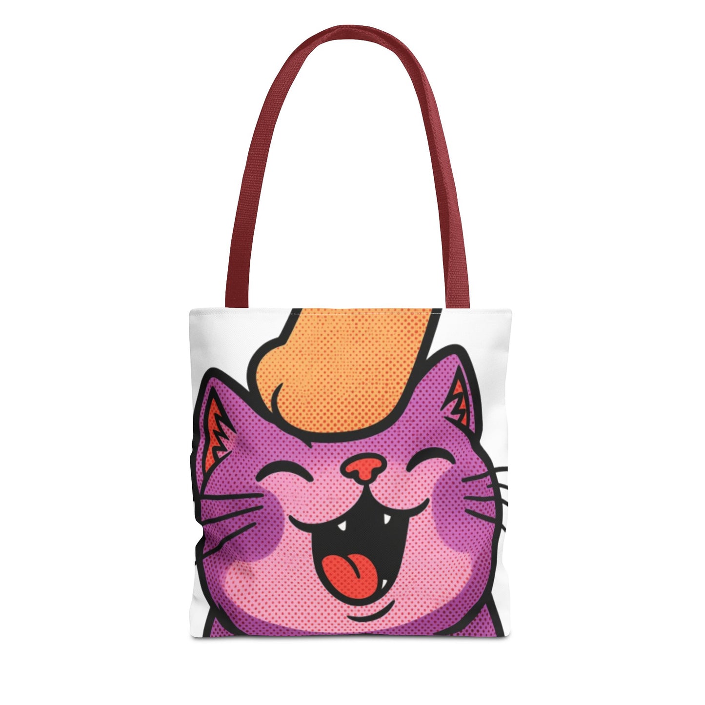 Happy Purple Cat Tote Bag — Cute Kawaii Cat Face AOP Tote